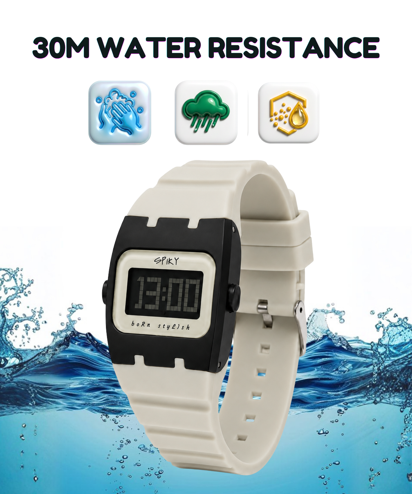 Spiky Rectangle Digital Sports Watch for Kids