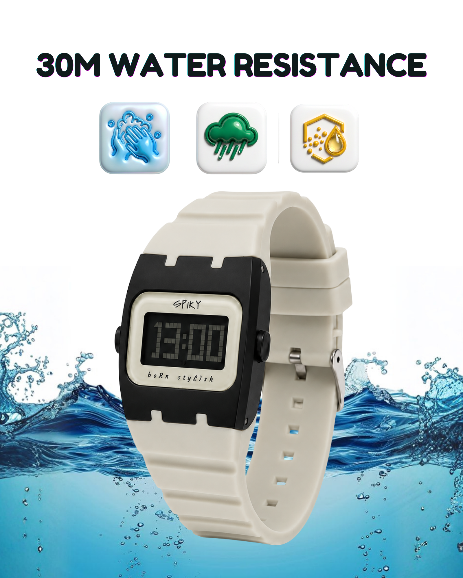 Spiky Rectangle Digital Sports Watch for Kids