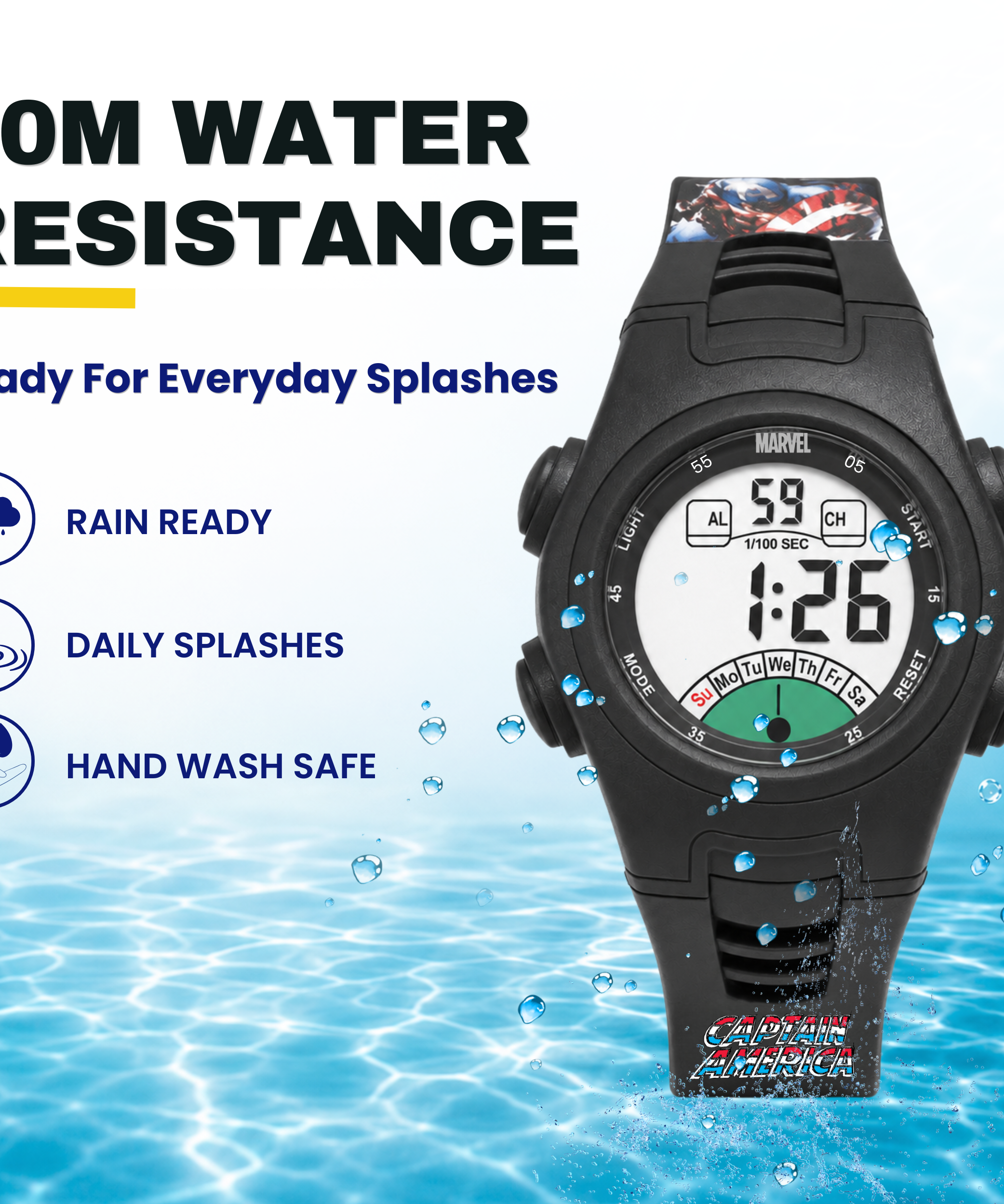 Spiky Captain America theme Digital Kids Watch