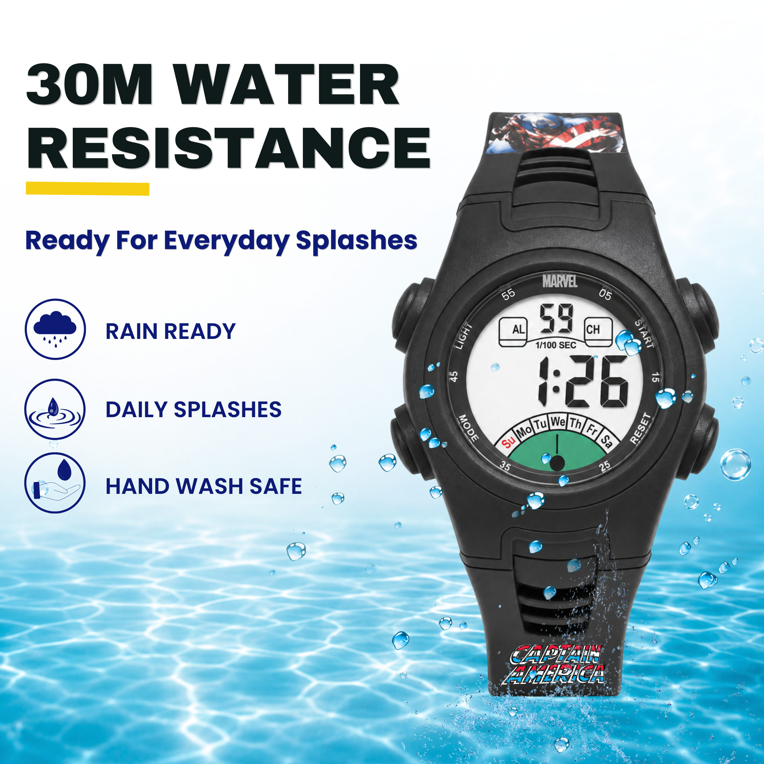 Spiky Captain America theme Digital Kids Watch