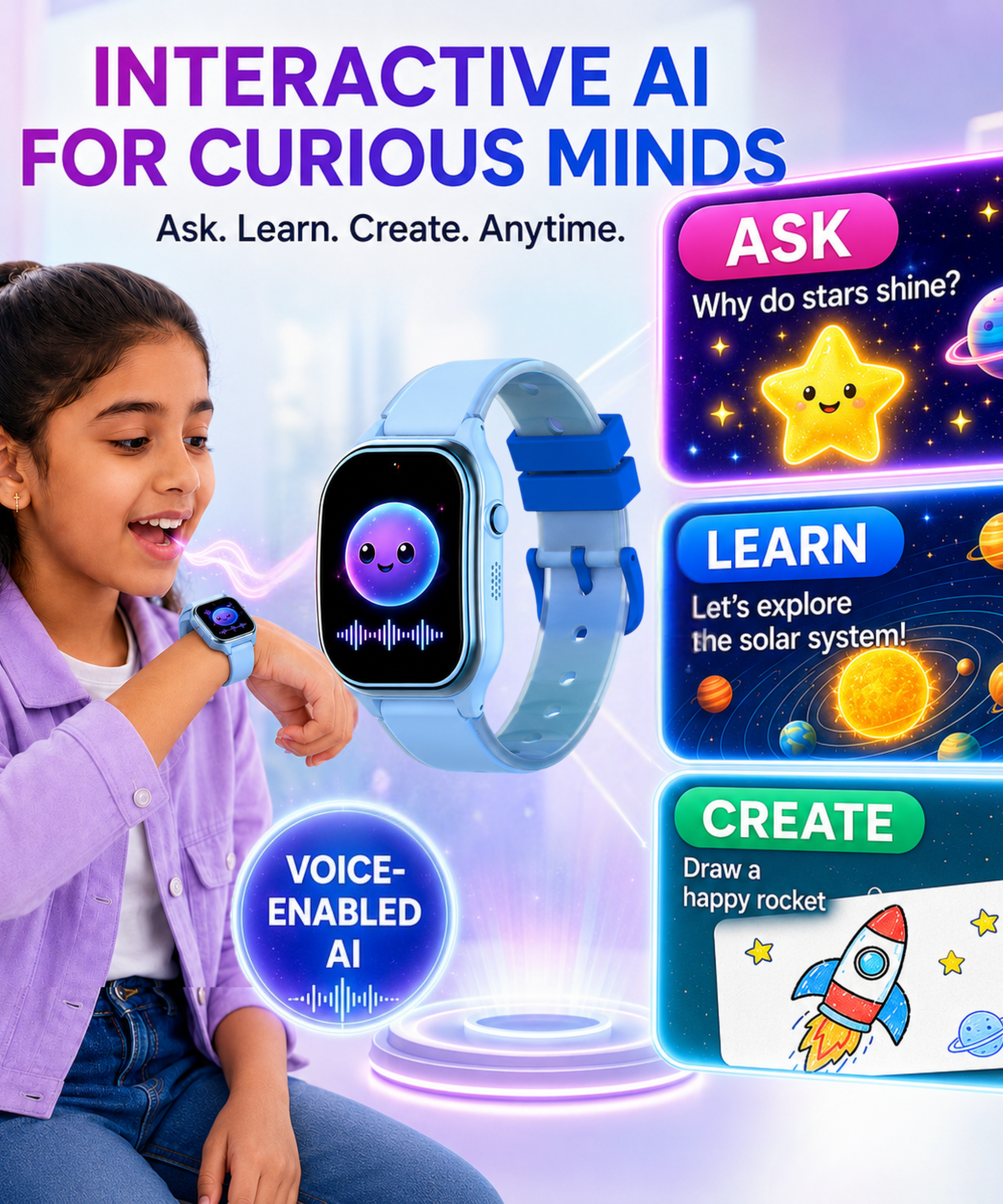 Spiky Smart Ai Video & Voice Calling Smartwatch for Kids