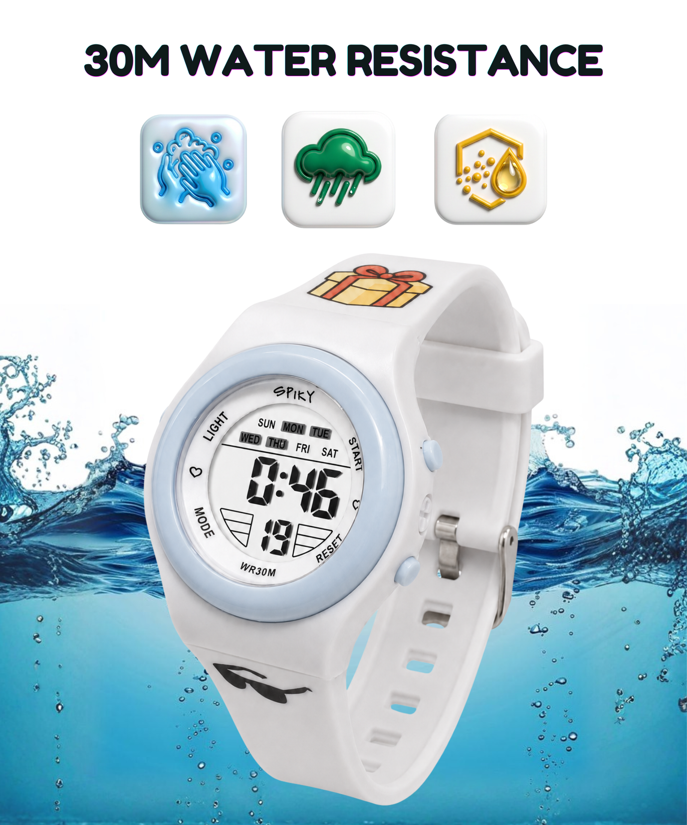 Spiky Round Digital Sports Watch for Kids