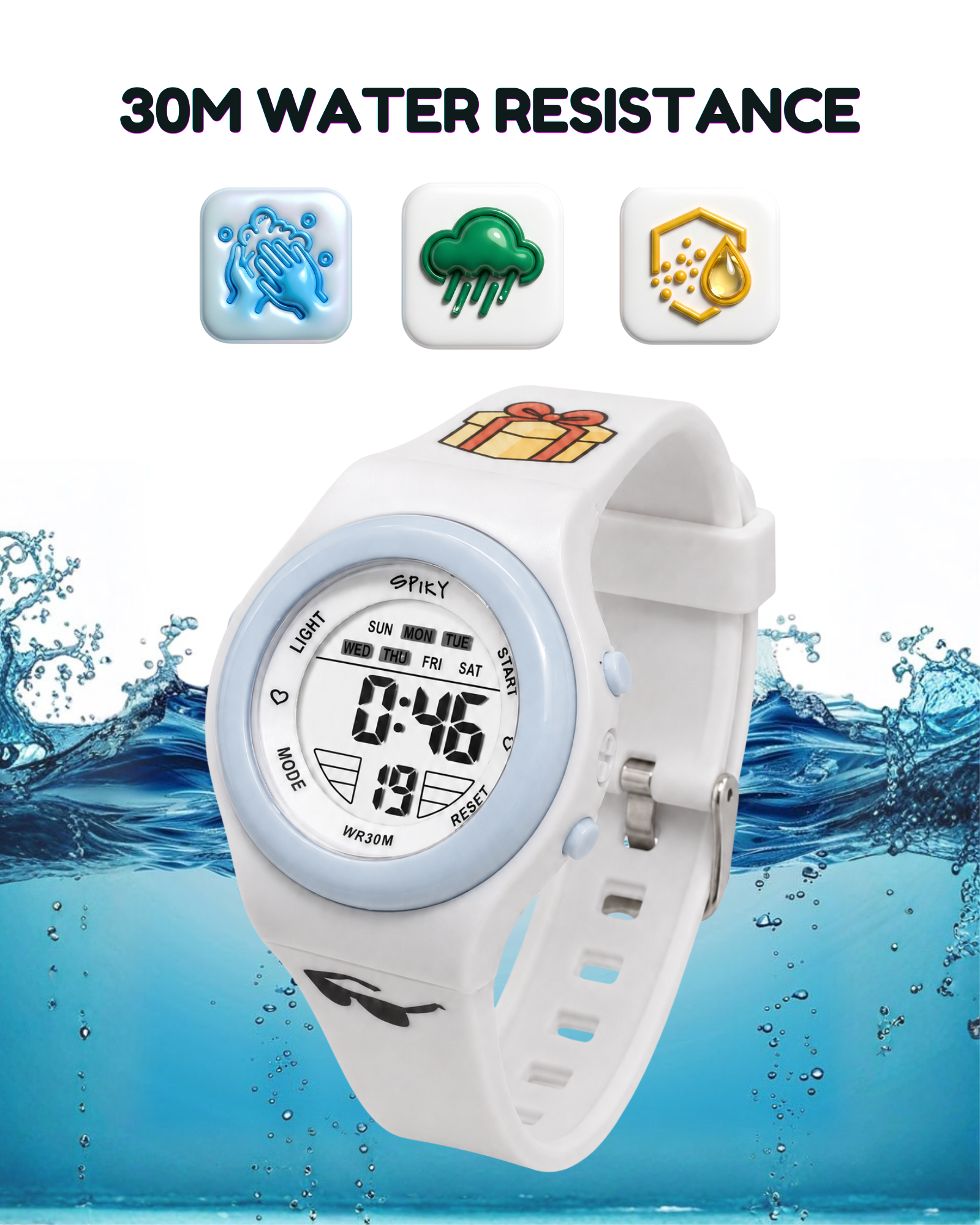 Spiky Round Digital Sports Watch for Kids