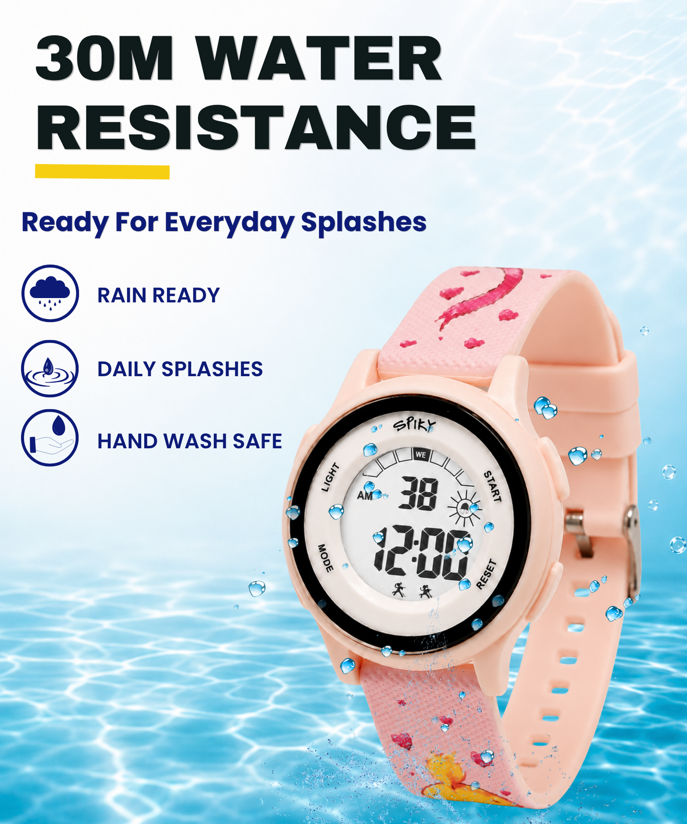 Spiky Round Kids Digital Watch for Girls