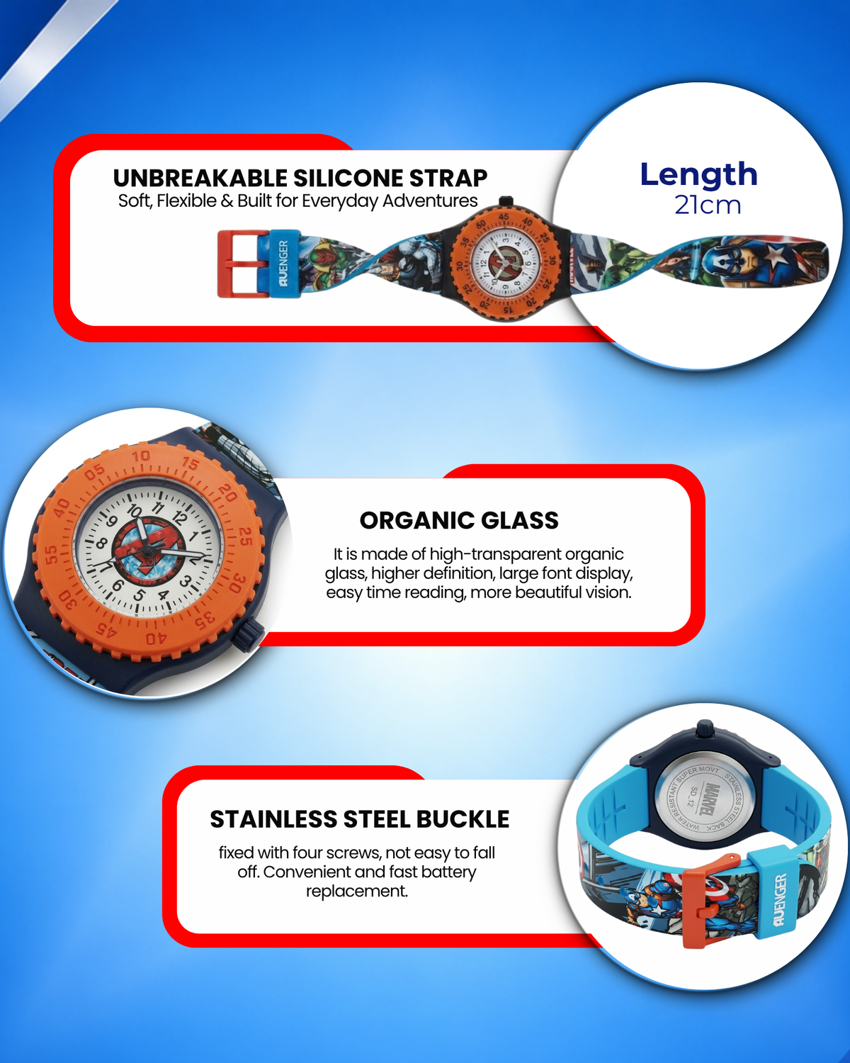 Spiky Round Avengers Themed Analog Watch