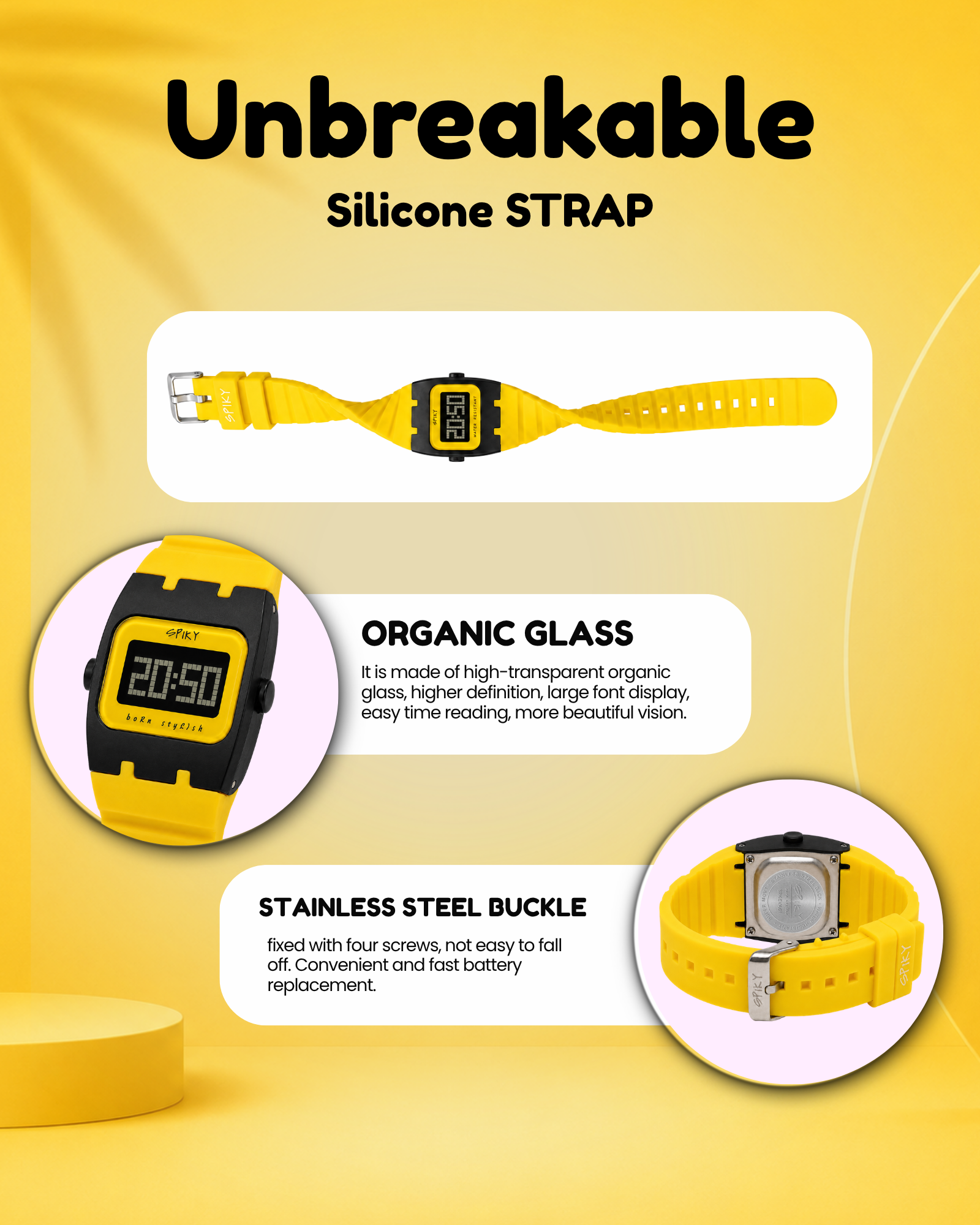 Spiky Rectangle Digital Sports Watch for Kids