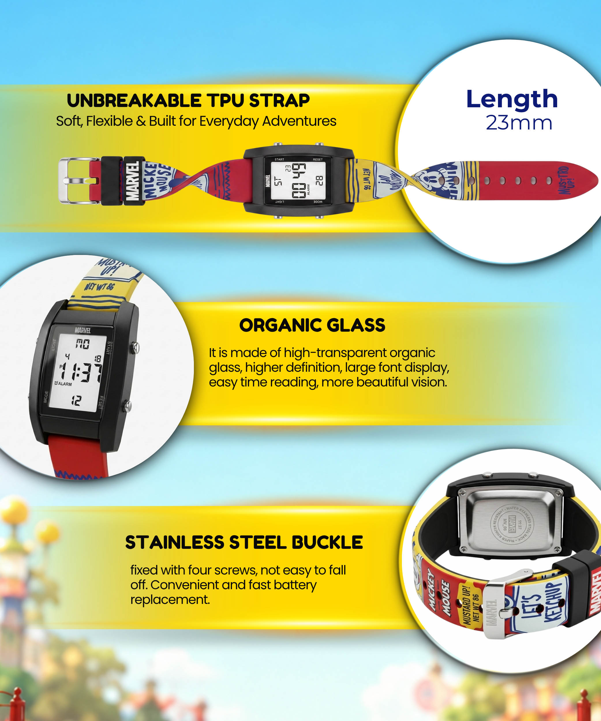 Spiky Micky Mouse  theme Digital Kids Watch