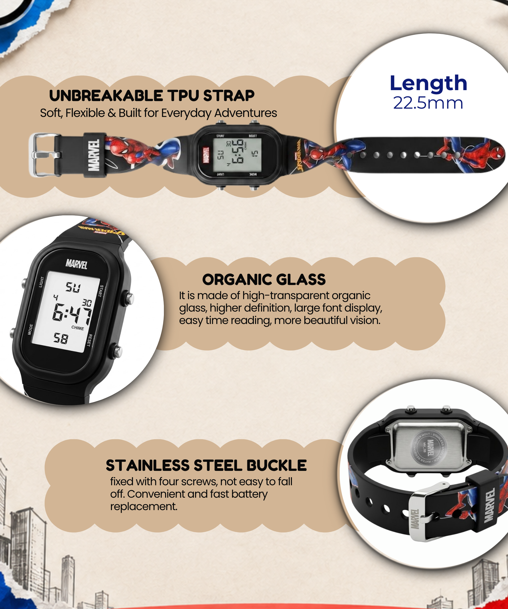 Spiky Spiderman theme Digital Kids Watch