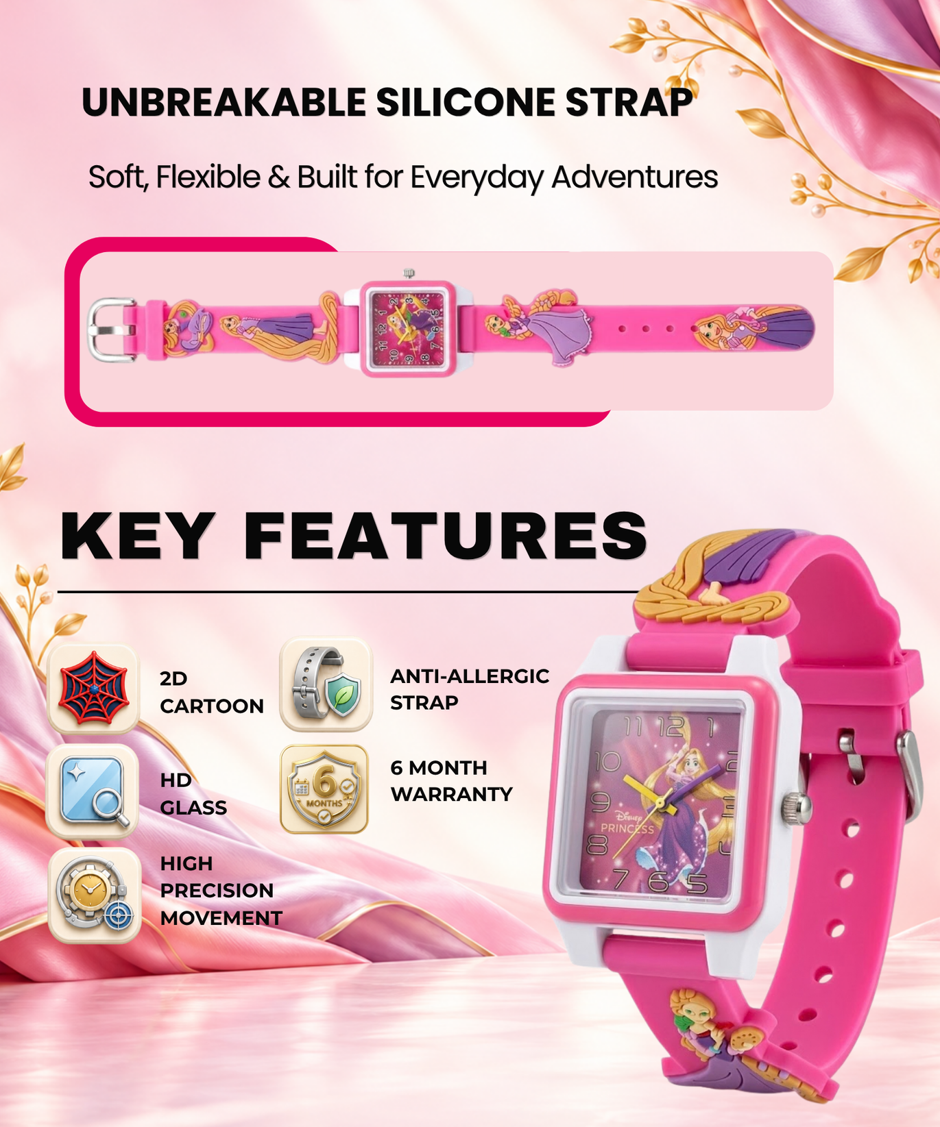 Disney Square Digital Watch for Kids Boys and Girls | Best Gift for Kids