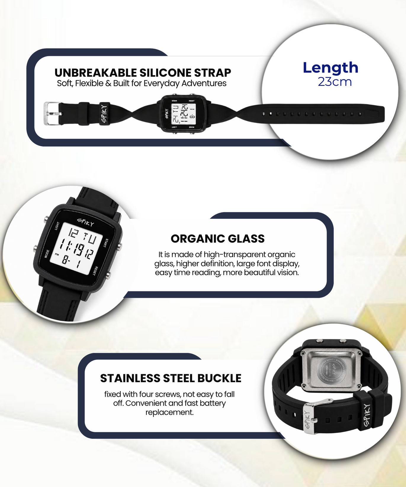 SPIKY Square Digital Watch for Kids Boys & Girls