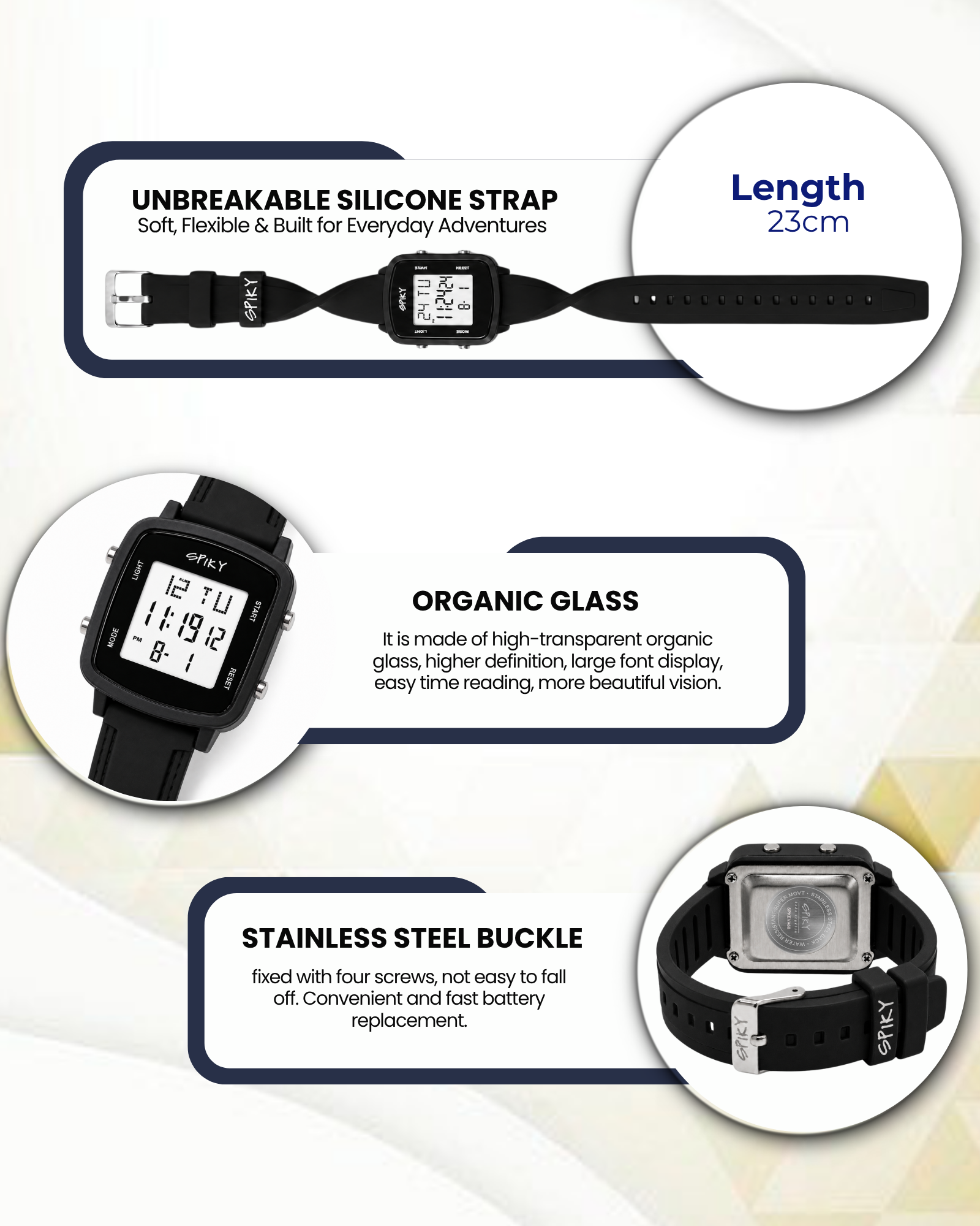 SPIKY Square Digital Watch for Kids Boys & Girls