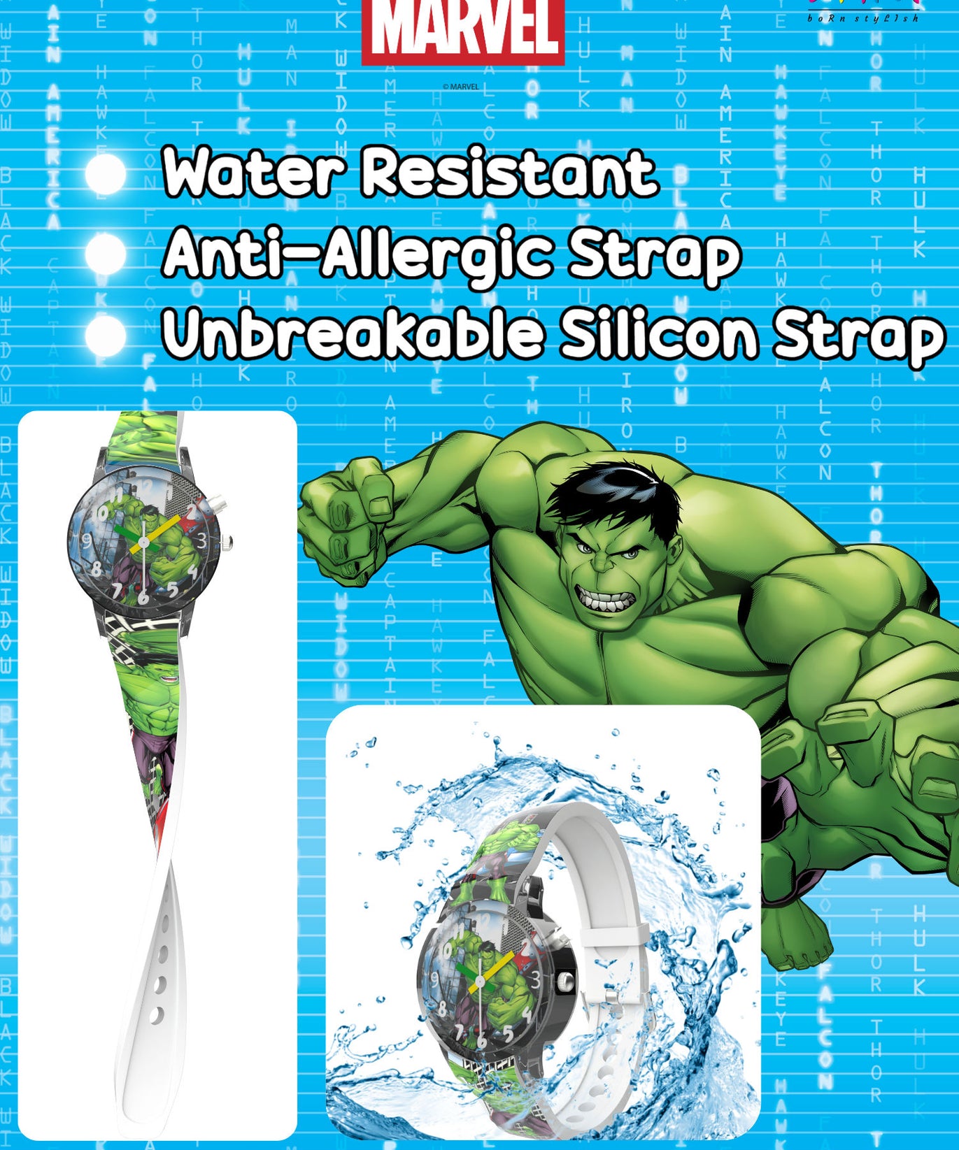 Disney Hulk Kids Analog Watch with LED Light | For Boys & Girls Age 3–10 Years