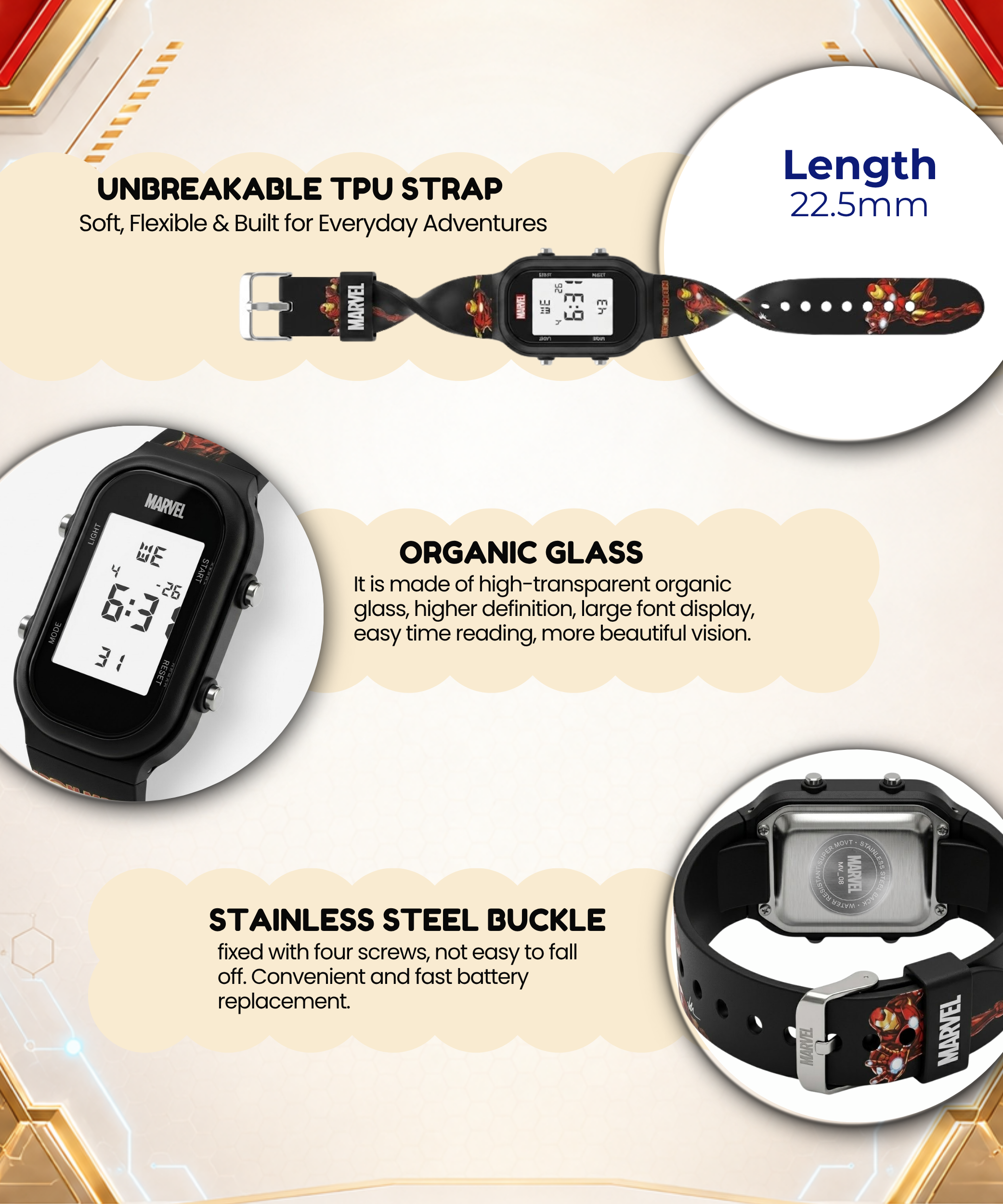 Spiky Ironman theme Digital Kids Watch