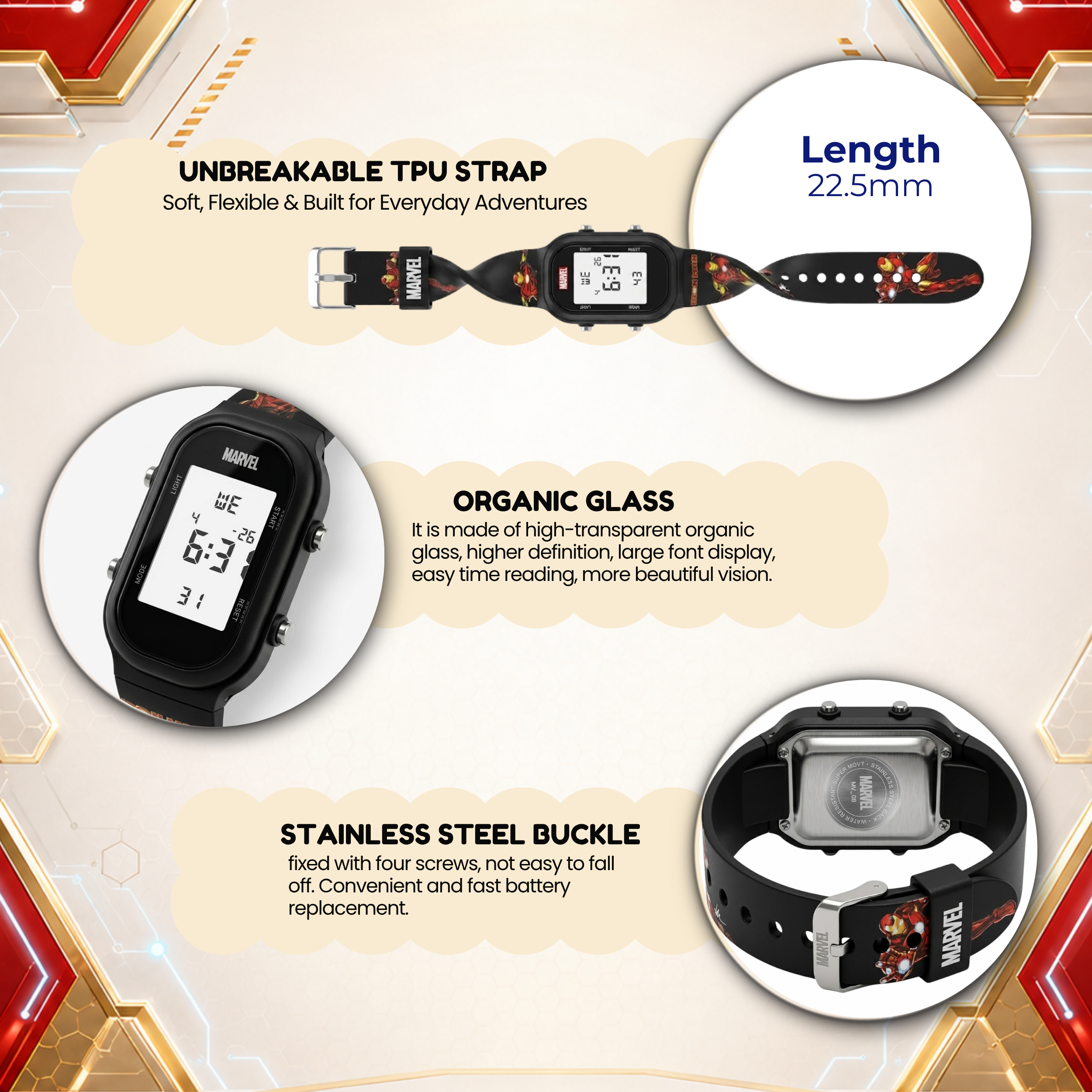 Spiky Ironman theme Digital Kids Watch