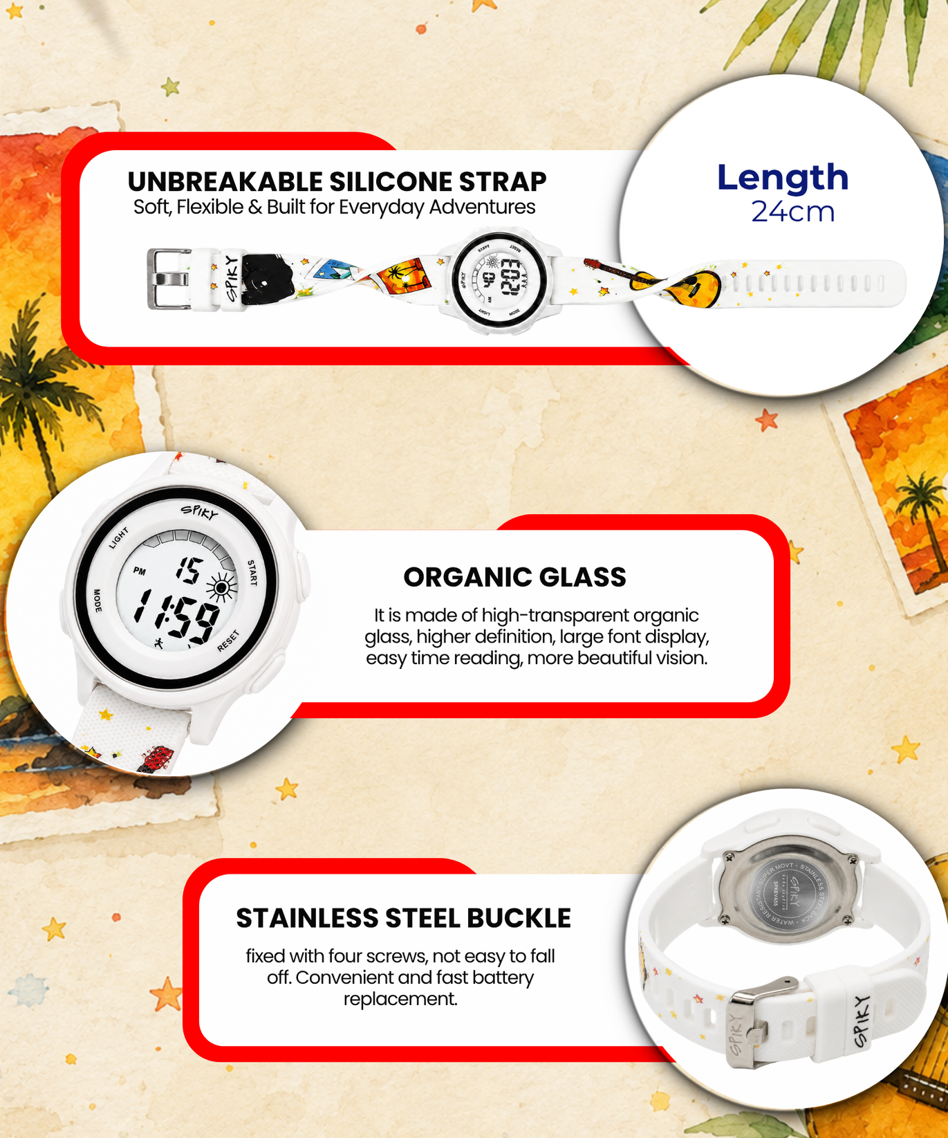 Spiky Round Kids Digital Watch for Girls and Boys