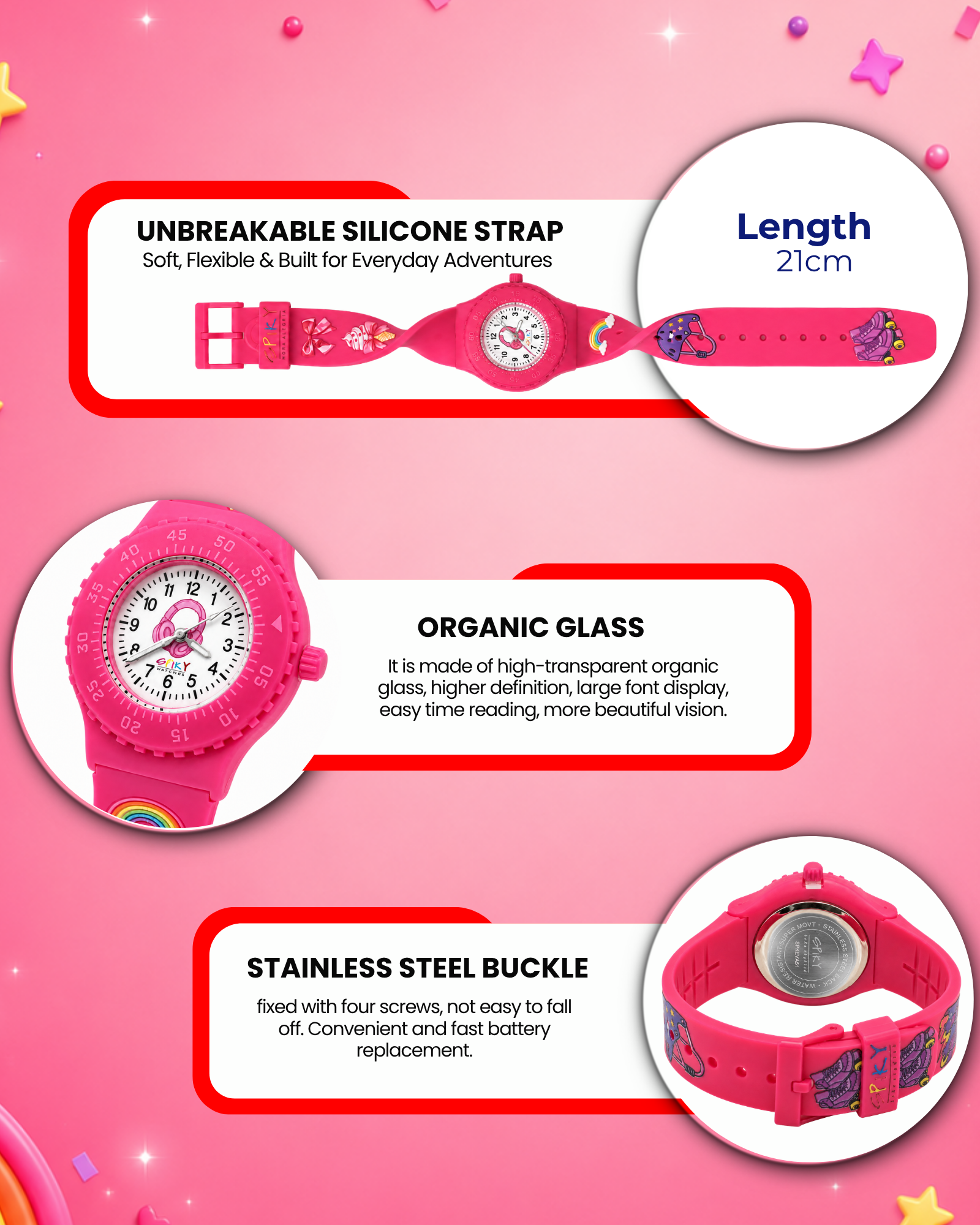 SPIKY Analog Kids Watch for Girls
