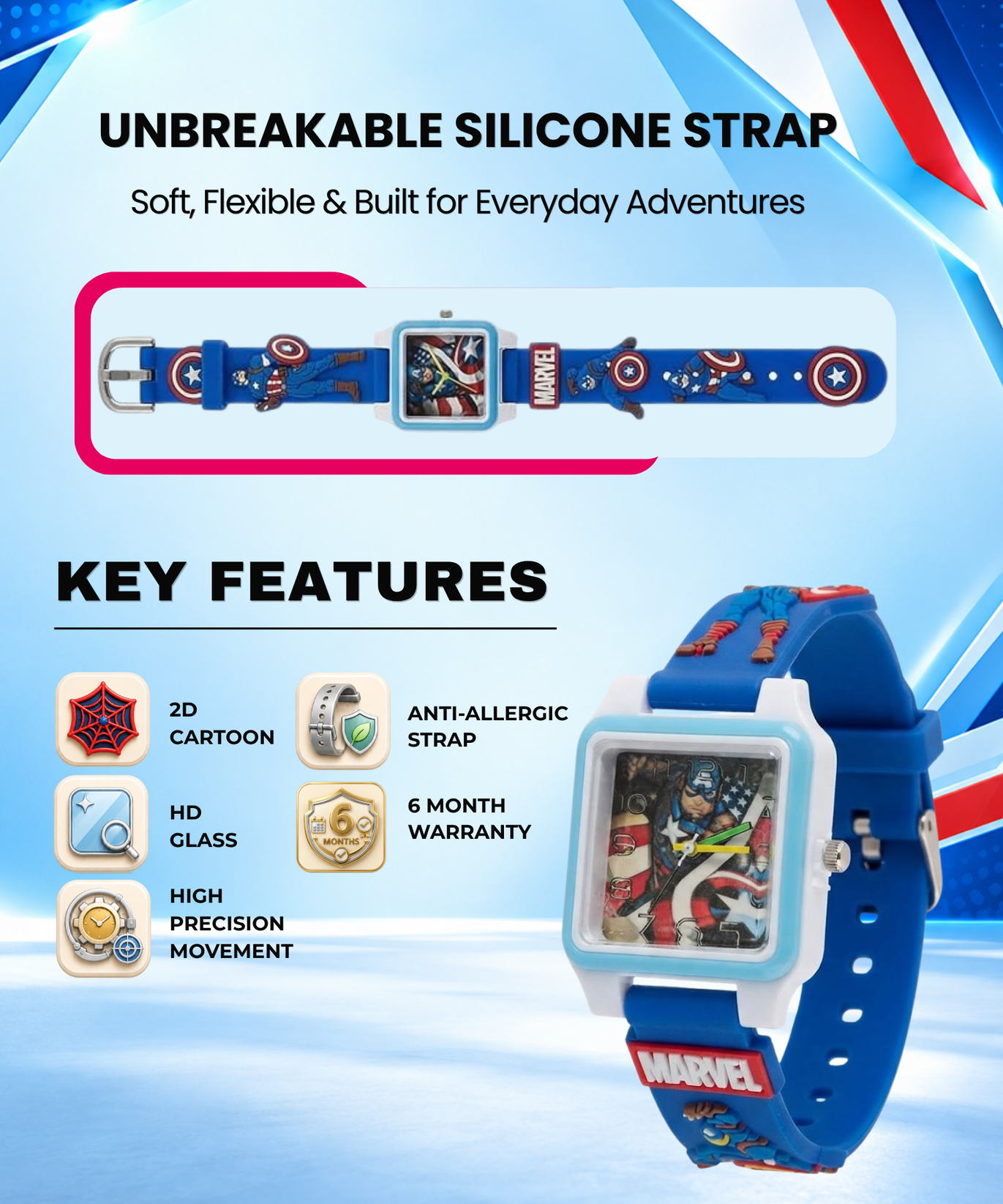Disney Square Digital Watch for Kids Boys and Girls | Best Gift for Kids