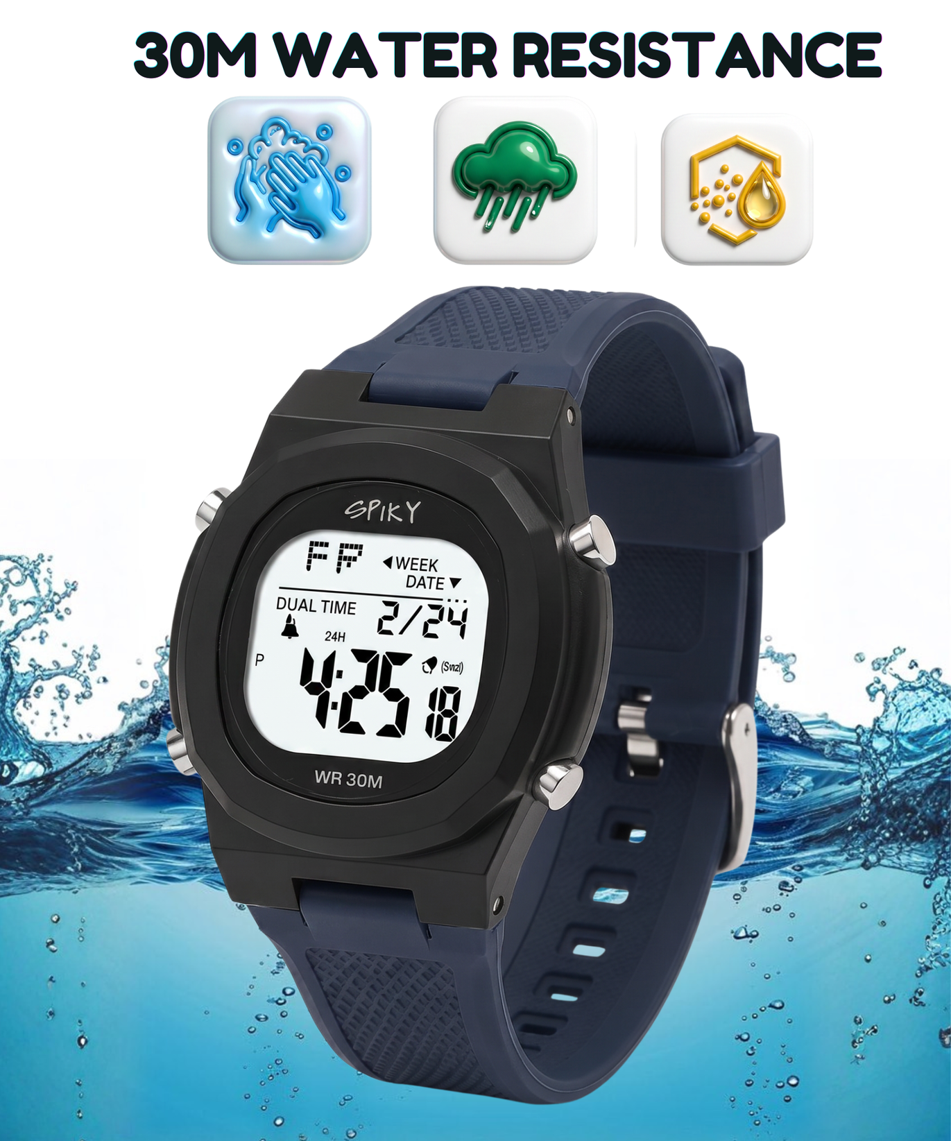 Spiky EVA65 Round Digital Sports Watch for Kids