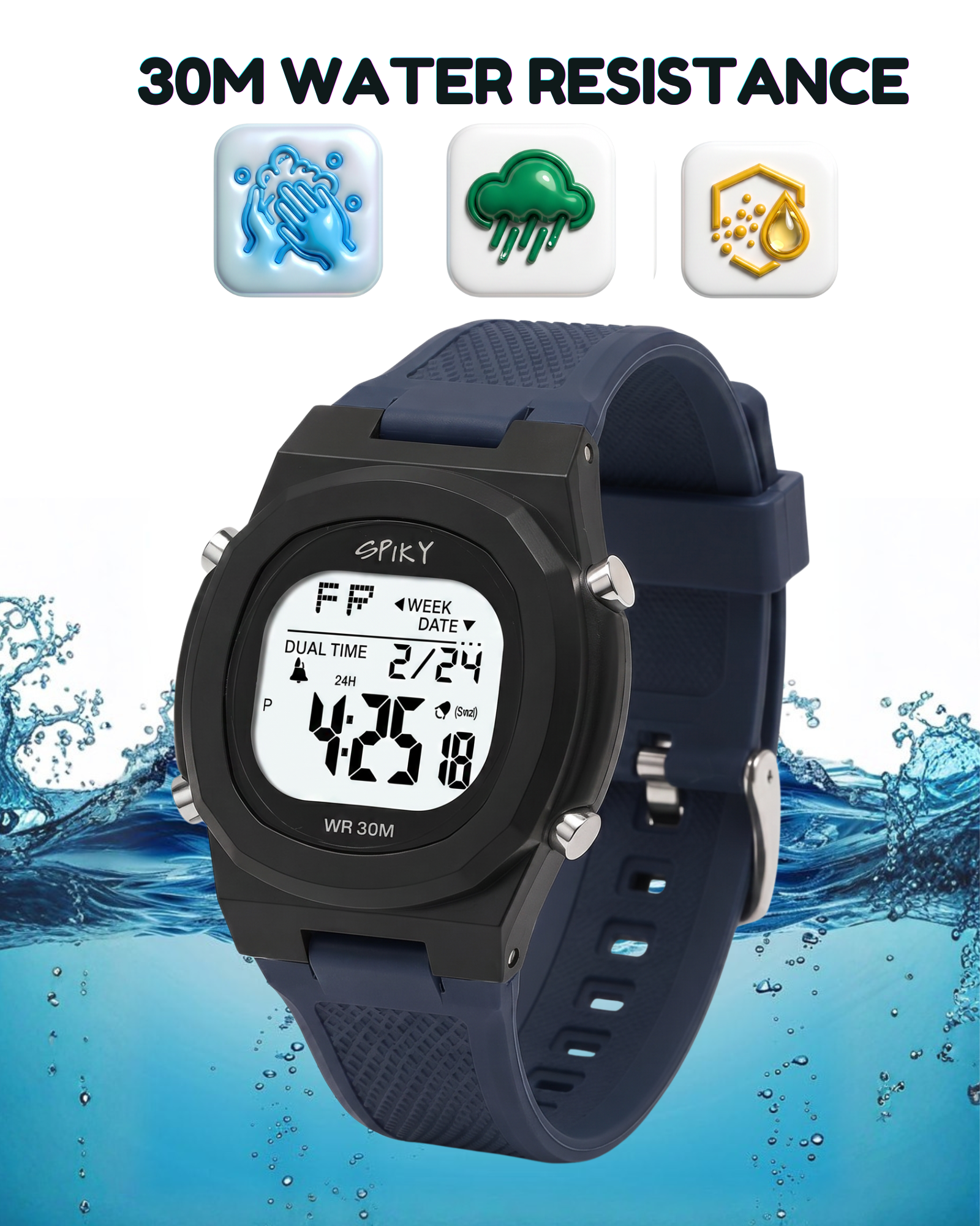 Spiky EVA65 Round Digital Sports Watch for Kids