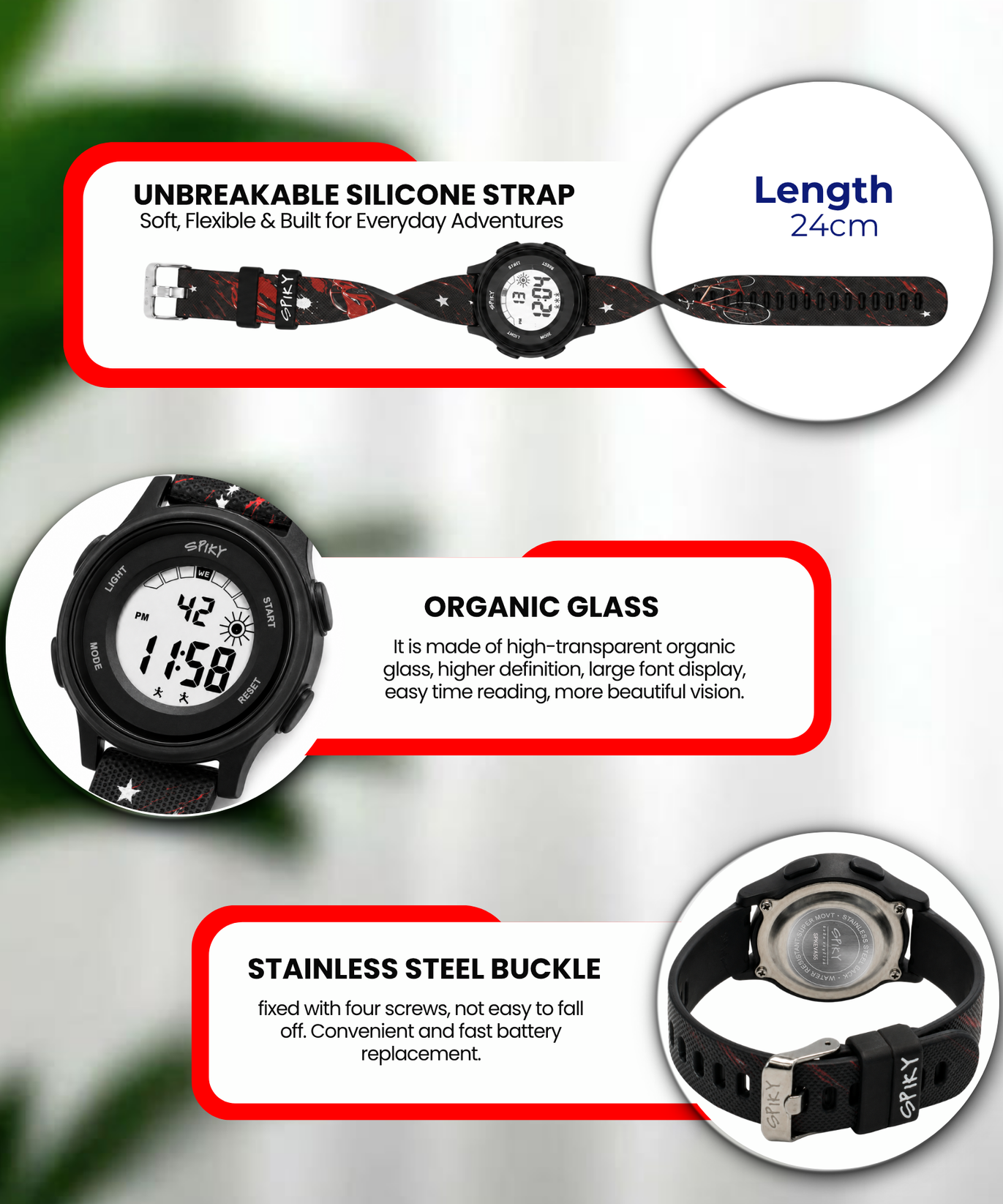 Spiky Round Kids Digital Watch for Girls and Boys