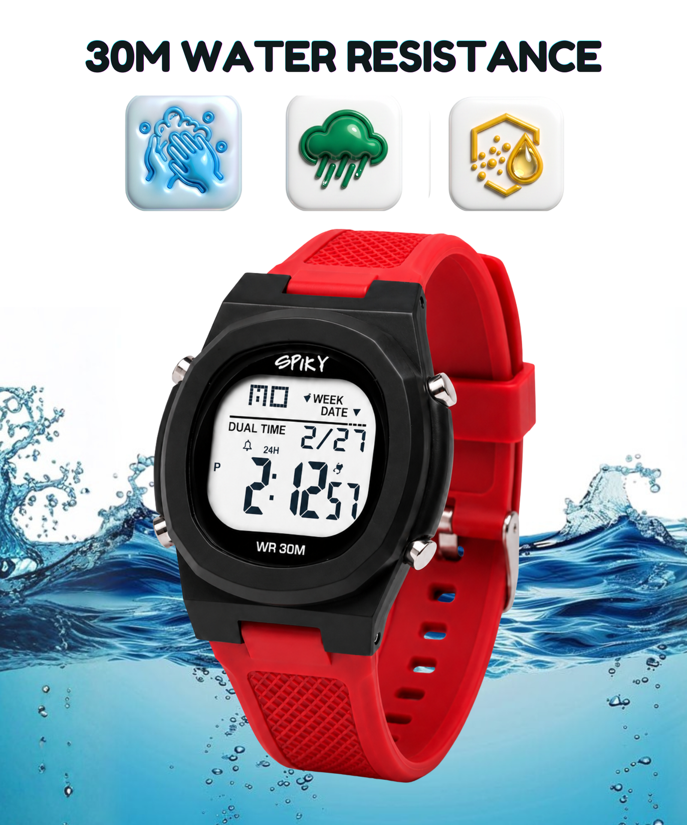 Spiky EVA65 Round Digital Sports Watch for Kids