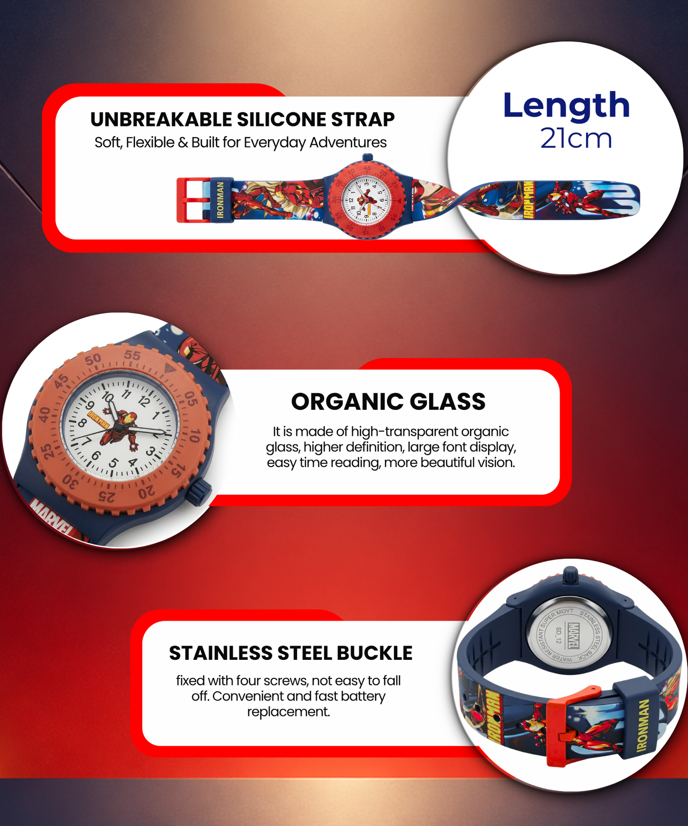 Spiky Round Ironman Themed Analog Watch