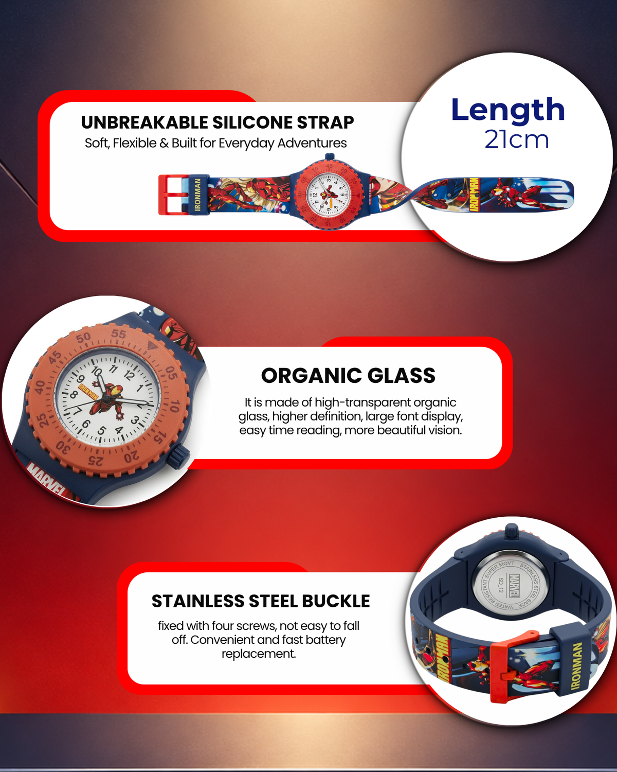 Spiky Round Ironman Themed Analog Watch