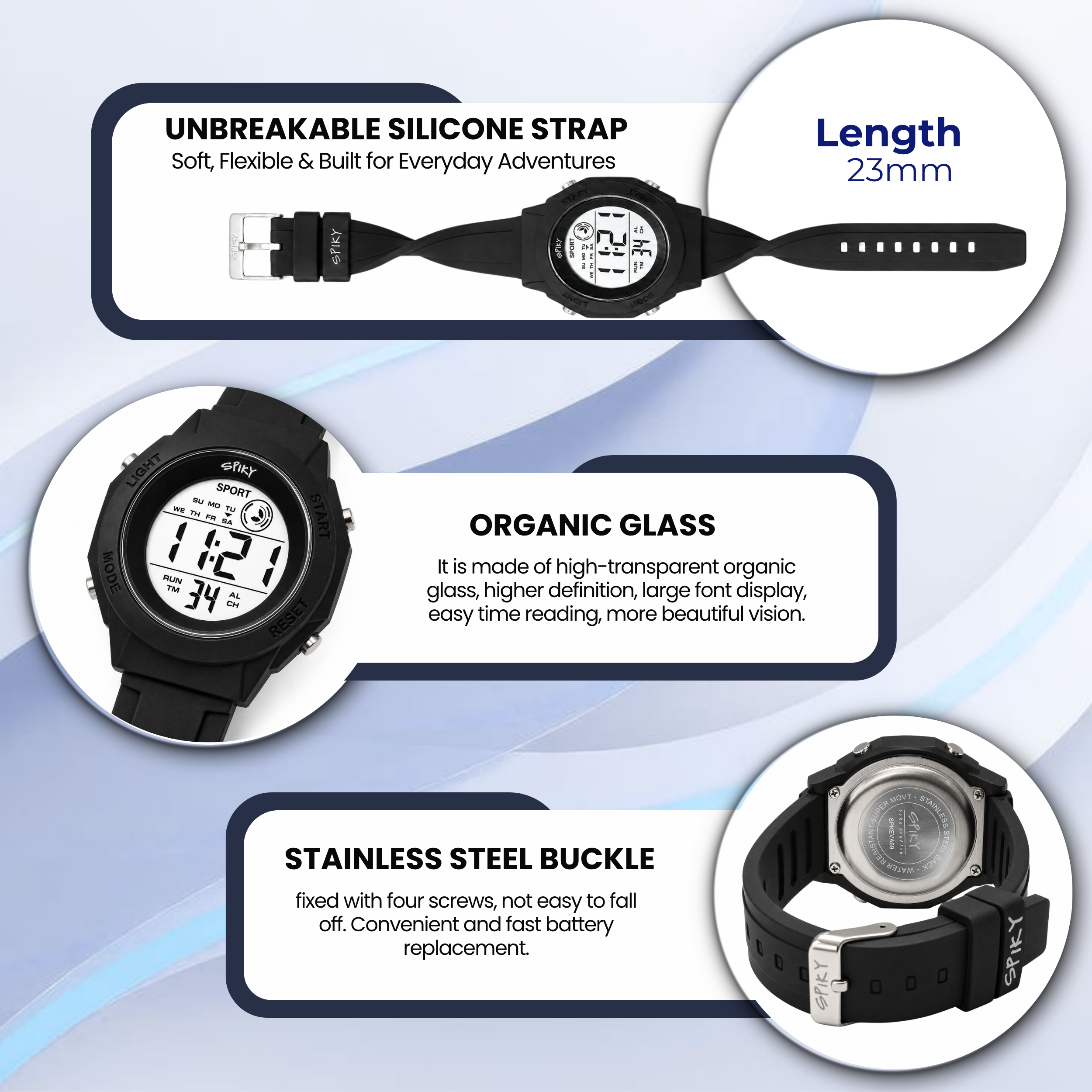 Spiky Square Digital Sports Watch for Kids Boys & Girls