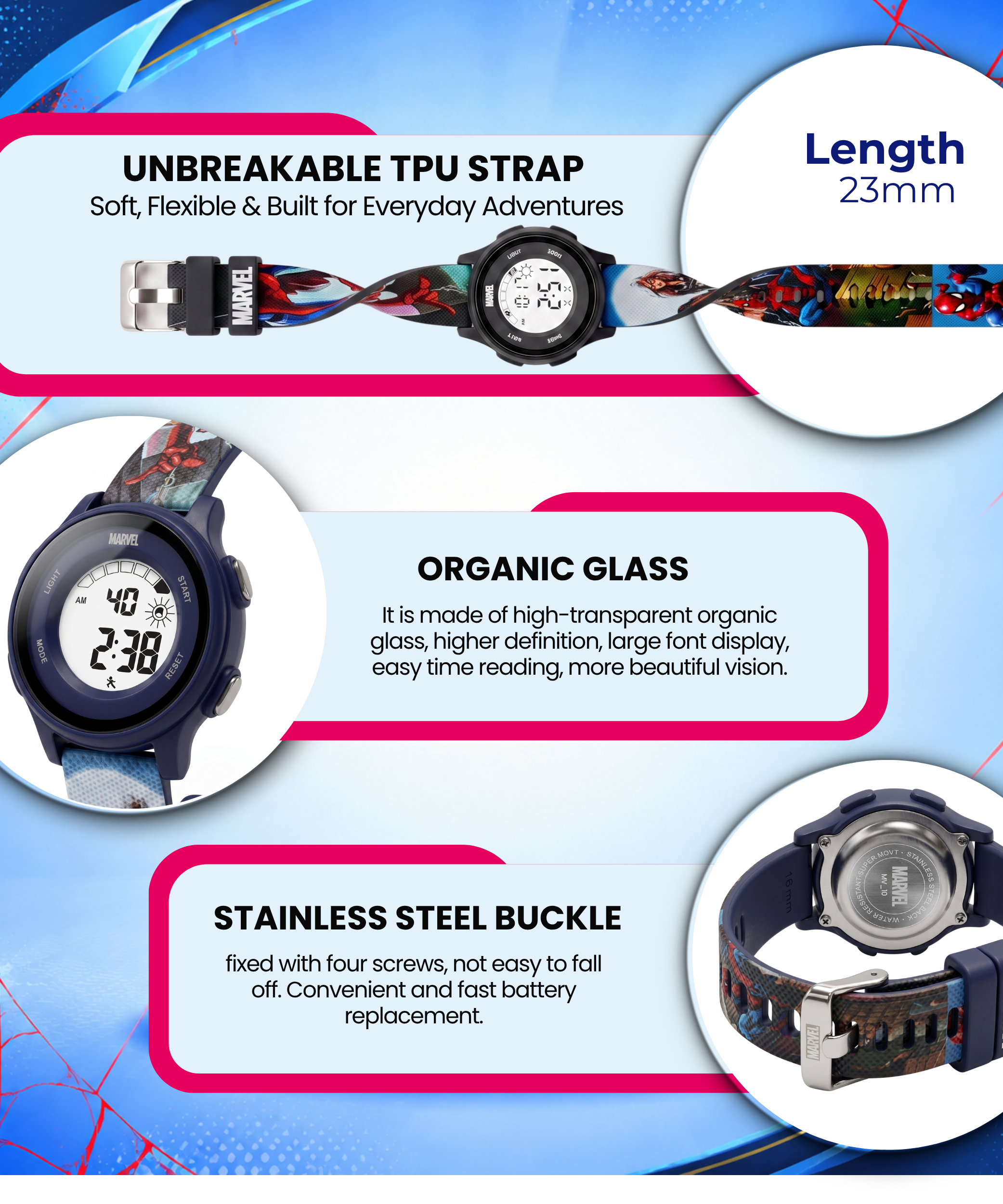 Spiky SpiderMan theme Digital Kids Watch