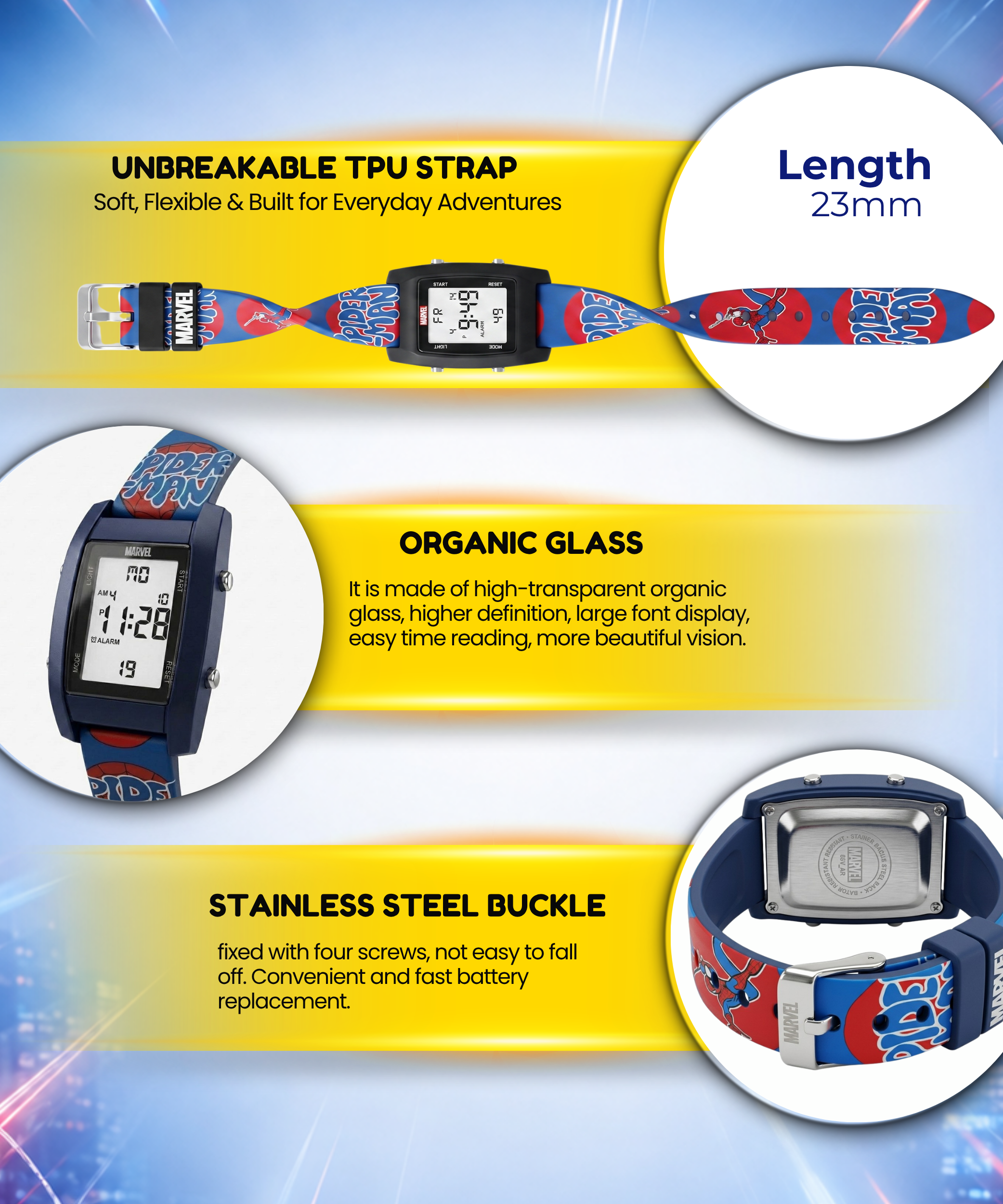 Spiky Spiderman theme Digital Kids Watch
