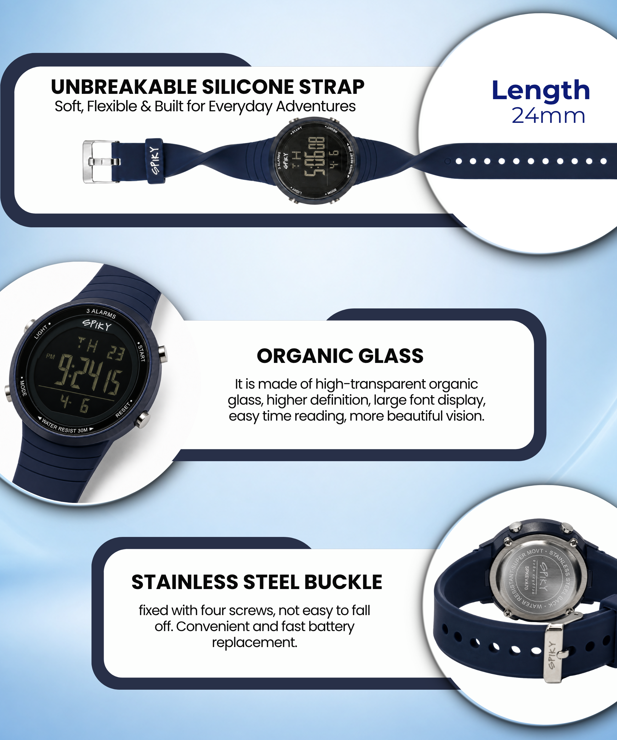 Spiky Square Digital Sports Watch for Kids Boys