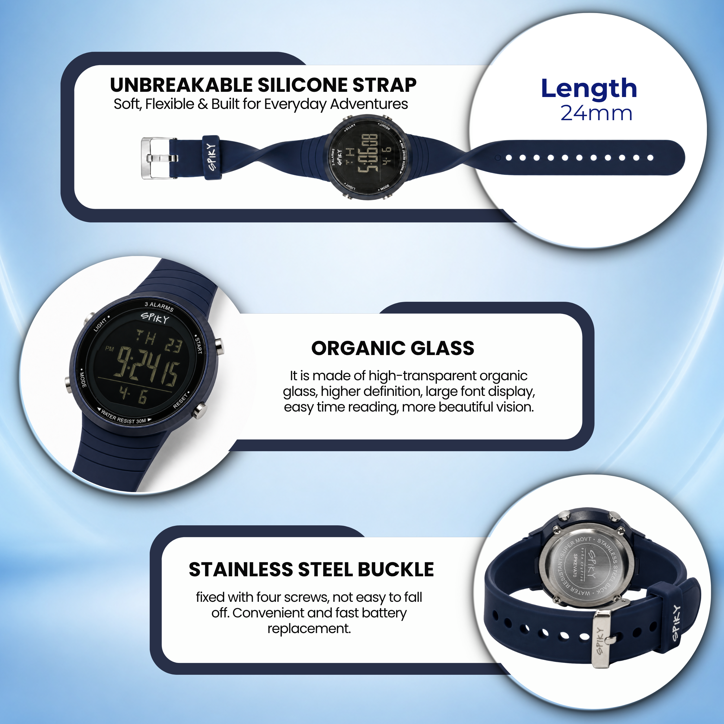 Spiky Square Digital Sports Watch for Kids Boys