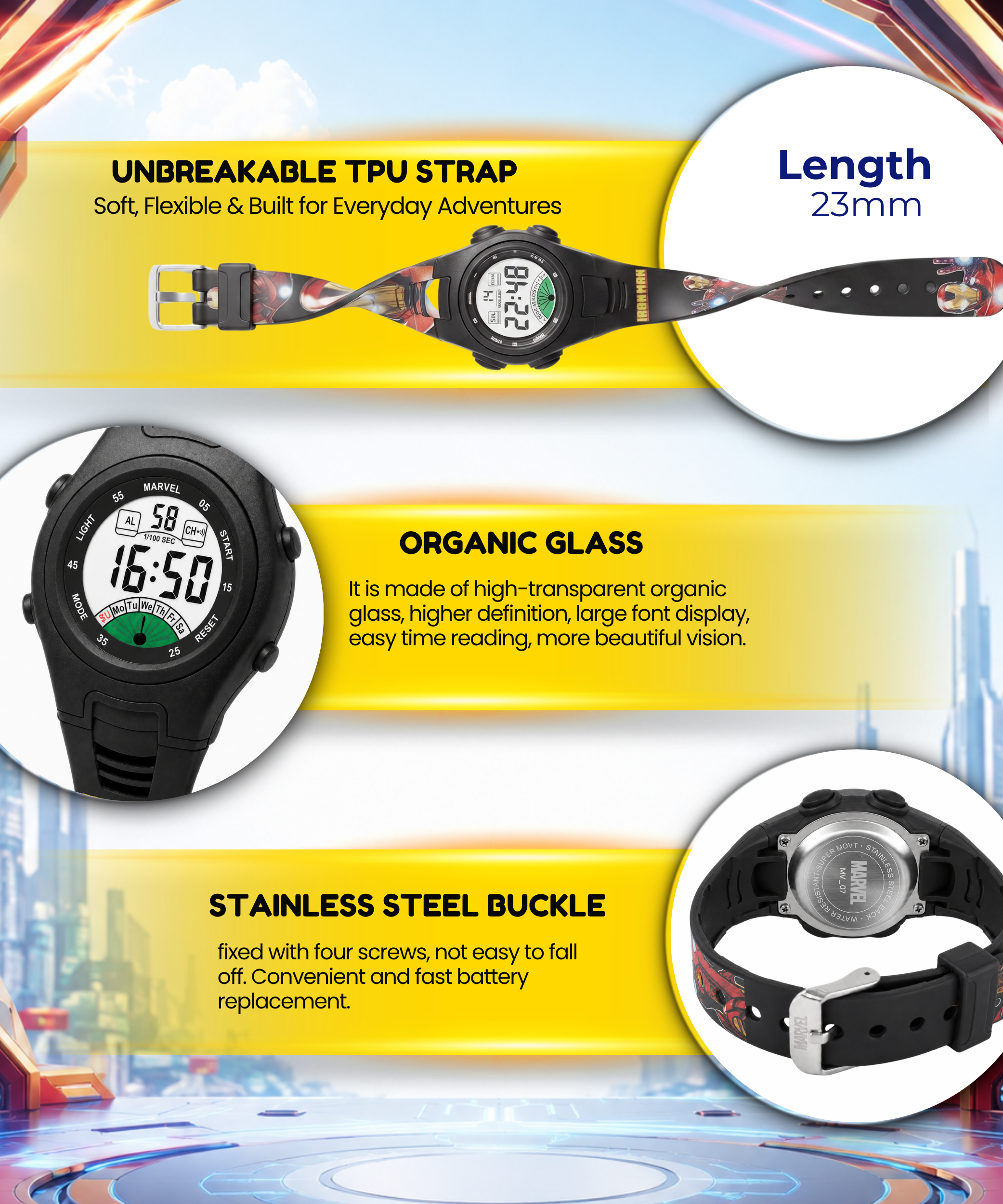 Spiky Iron Man theme Digital Kids Watch