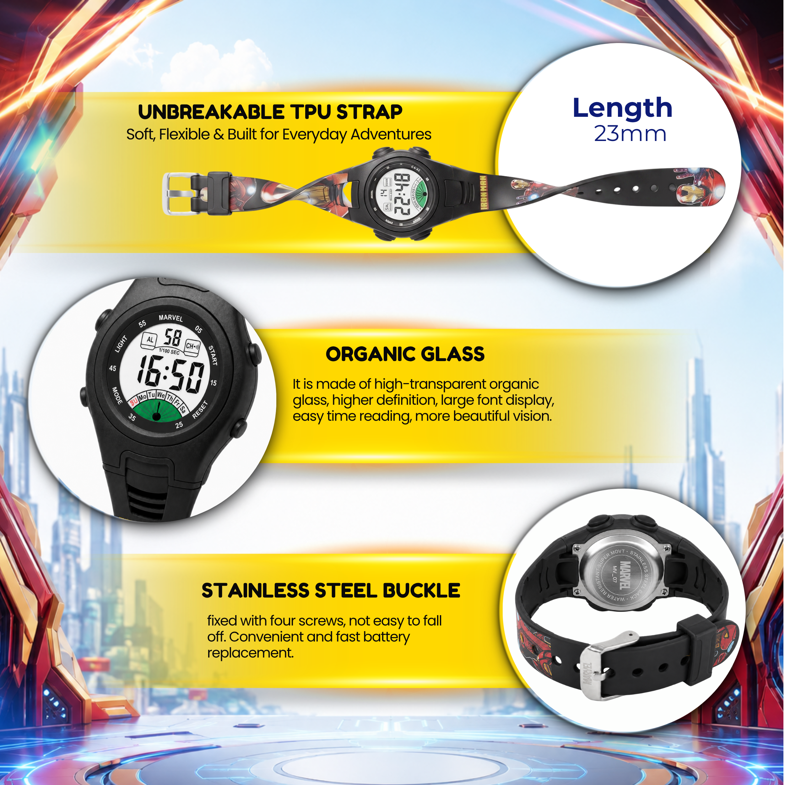 Spiky Iron Man theme Digital Kids Watch