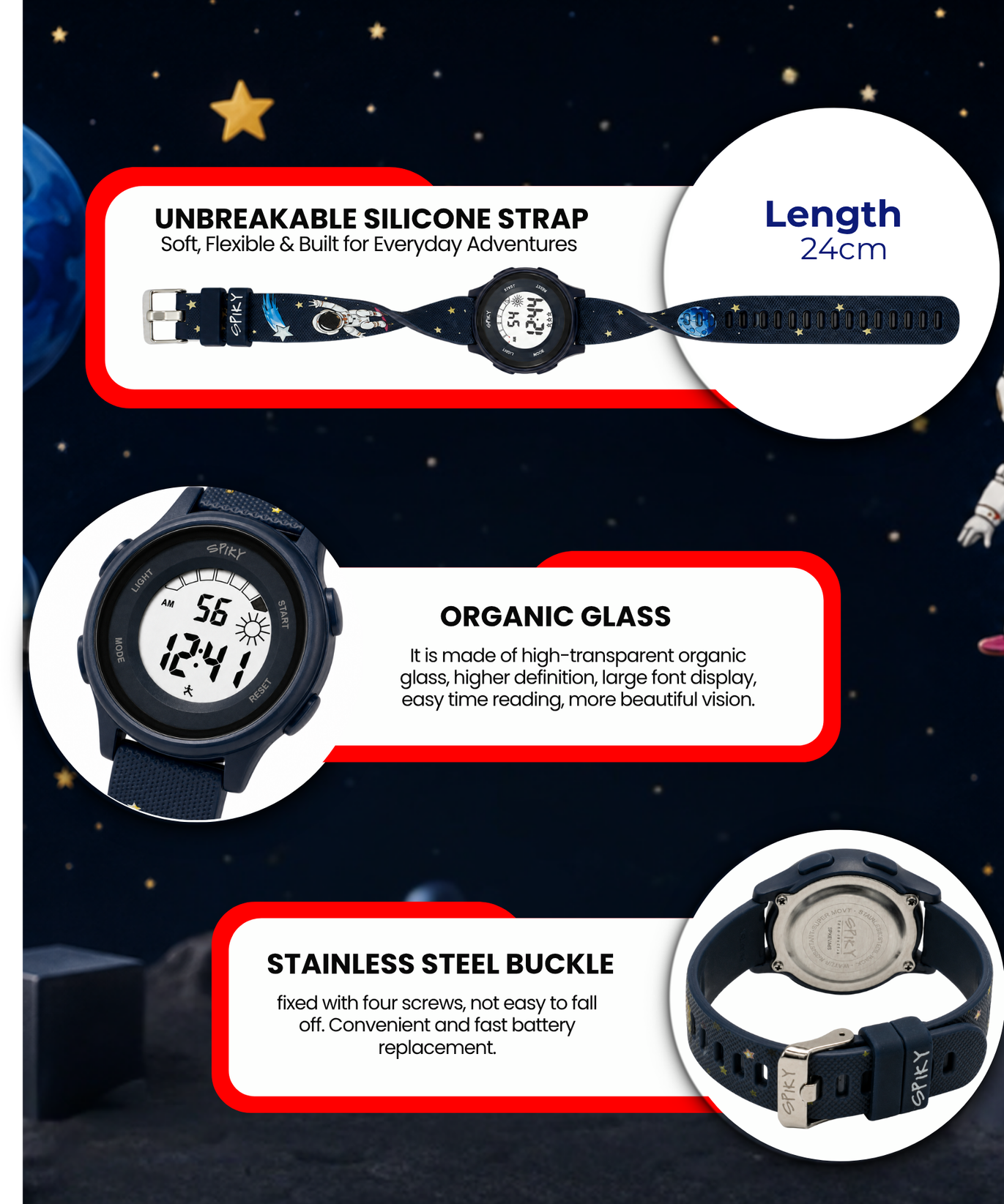 Spiky Round Kids Digital Watch for Boys