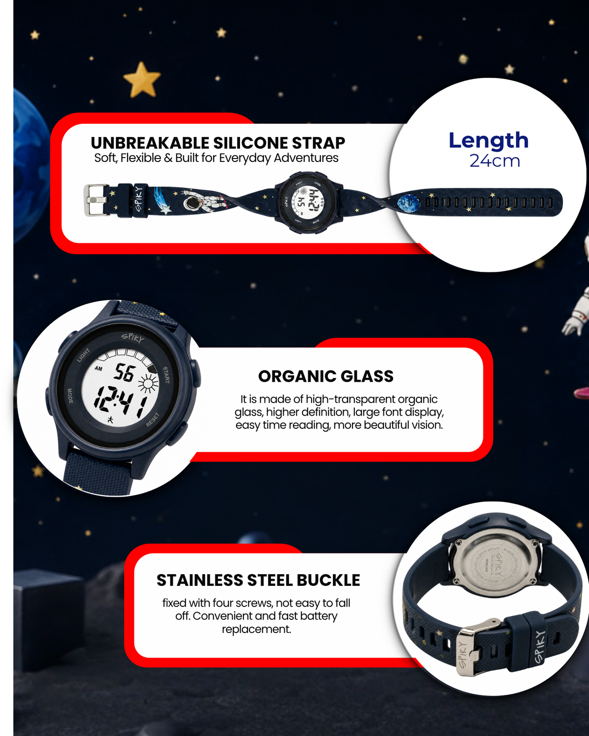 Spiky Round Kids Digital Watch for Boys