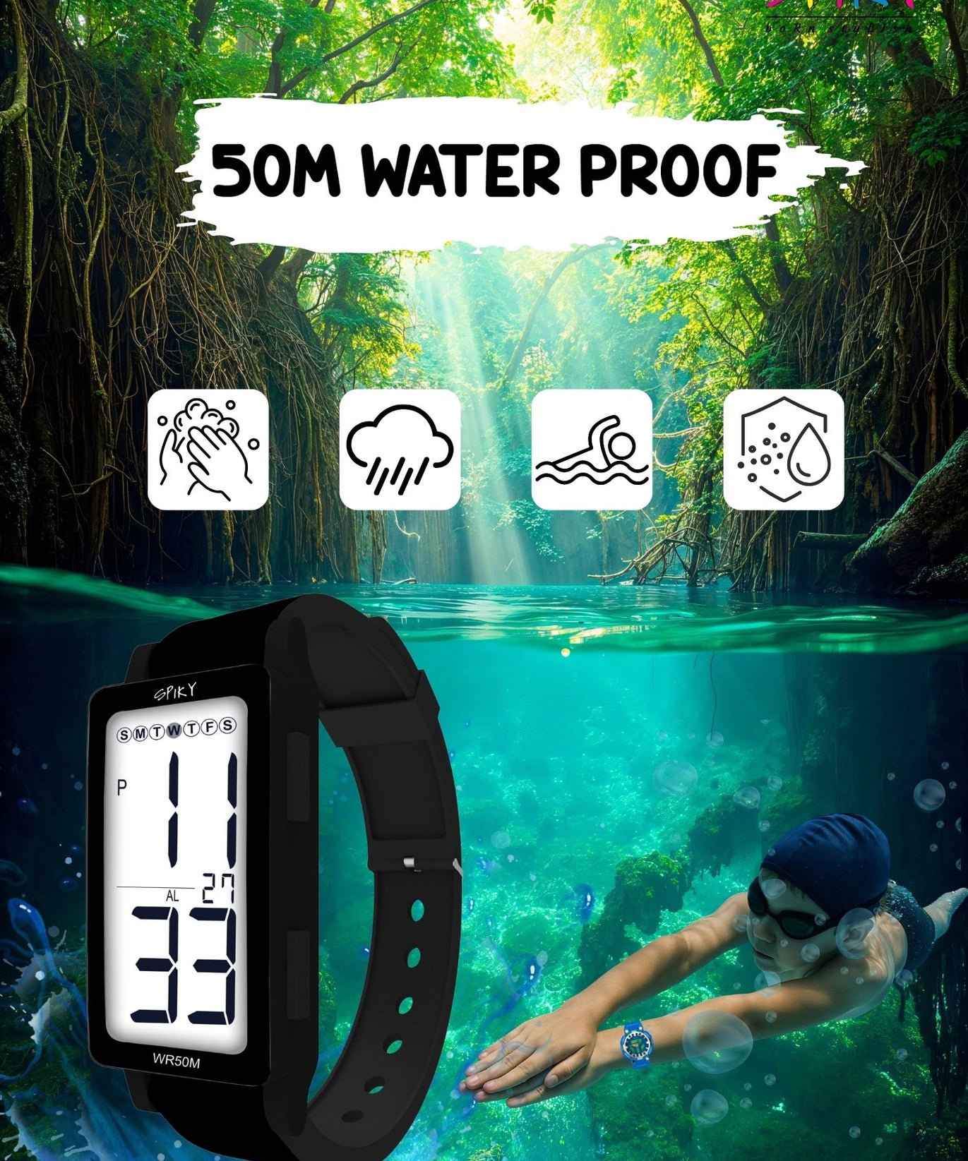 Spiky Multi-functional Digital Sports Watch for Kids EVA44