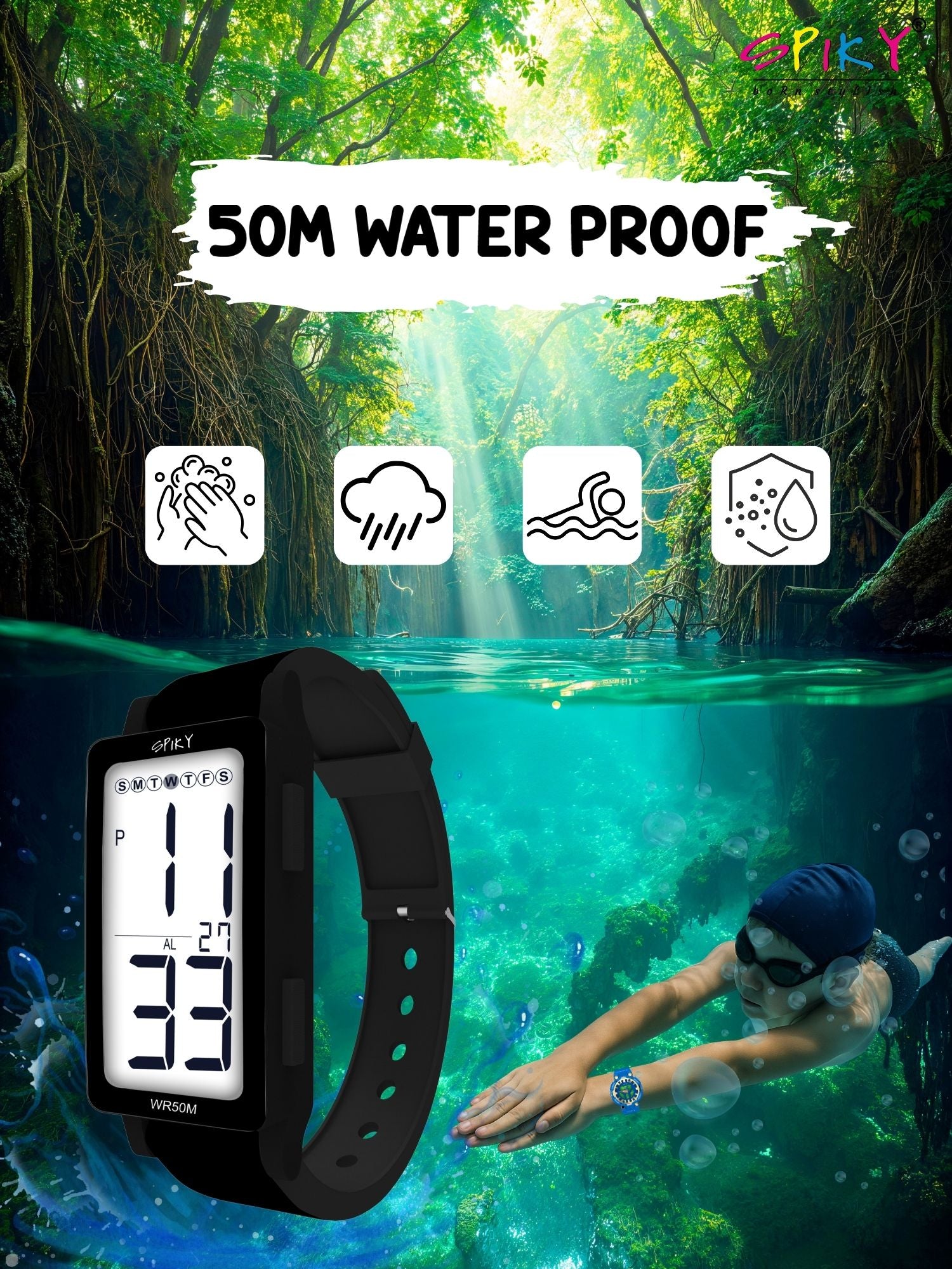 Spiky Multi-functional Digital Sports Watch for Kids EVA44