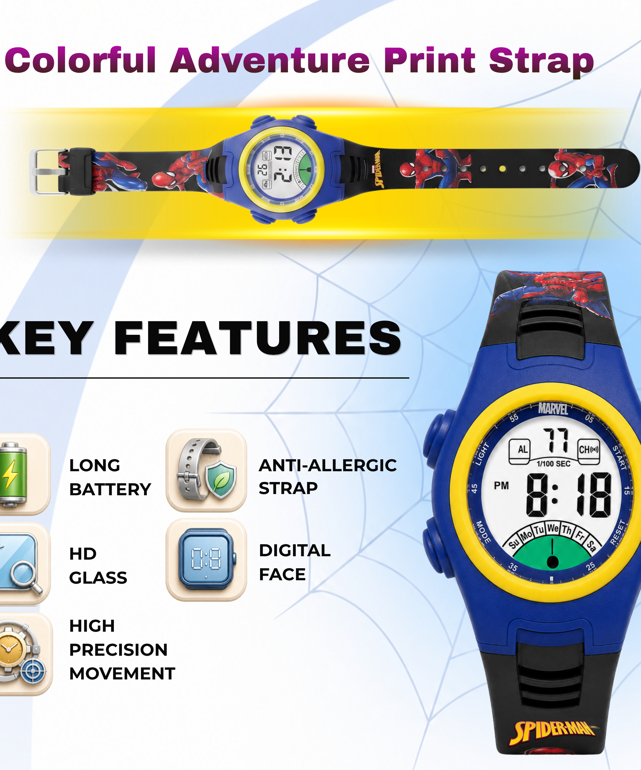 Spiky Spider Man theme Digital Kids Watch