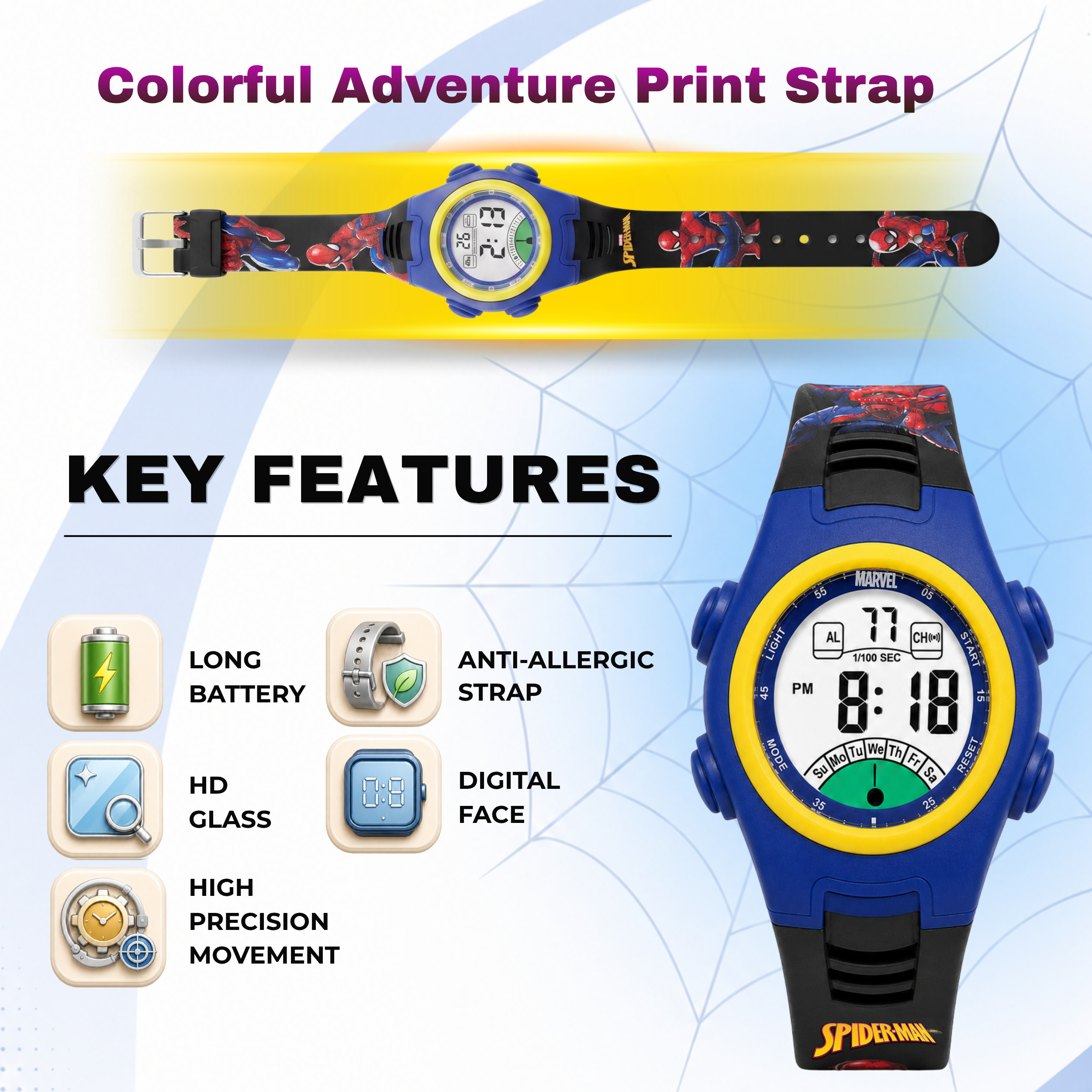 Spiky Spider Man theme Digital Kids Watch