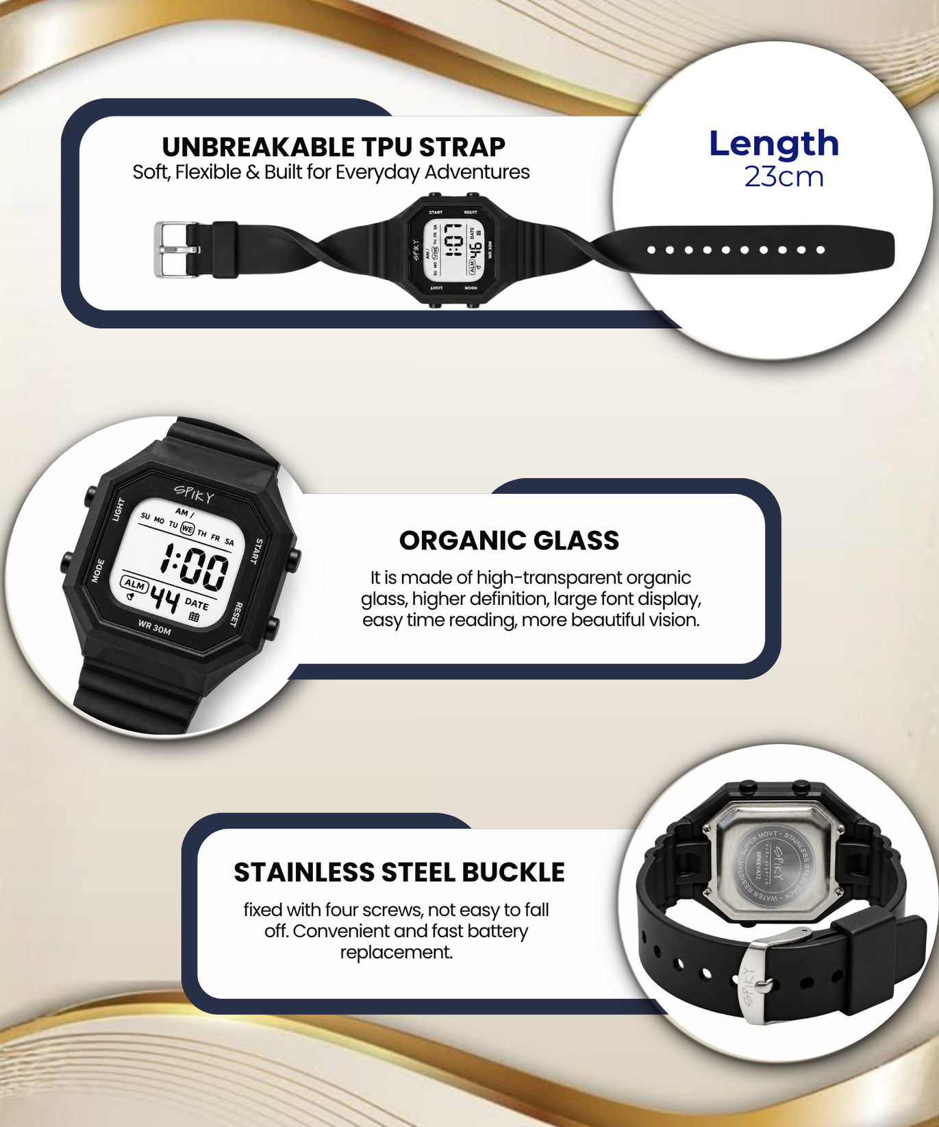 Spiky Square Digital Kids Watch for Boys & Girls