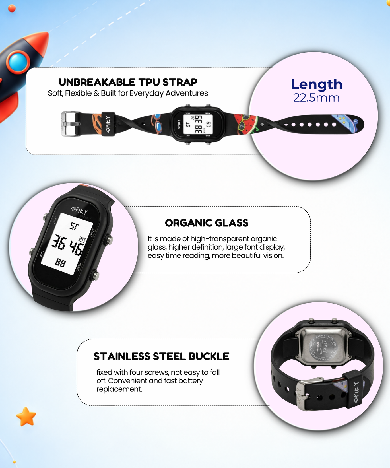 Spiky Kids Digital Watch for Boys and Girls