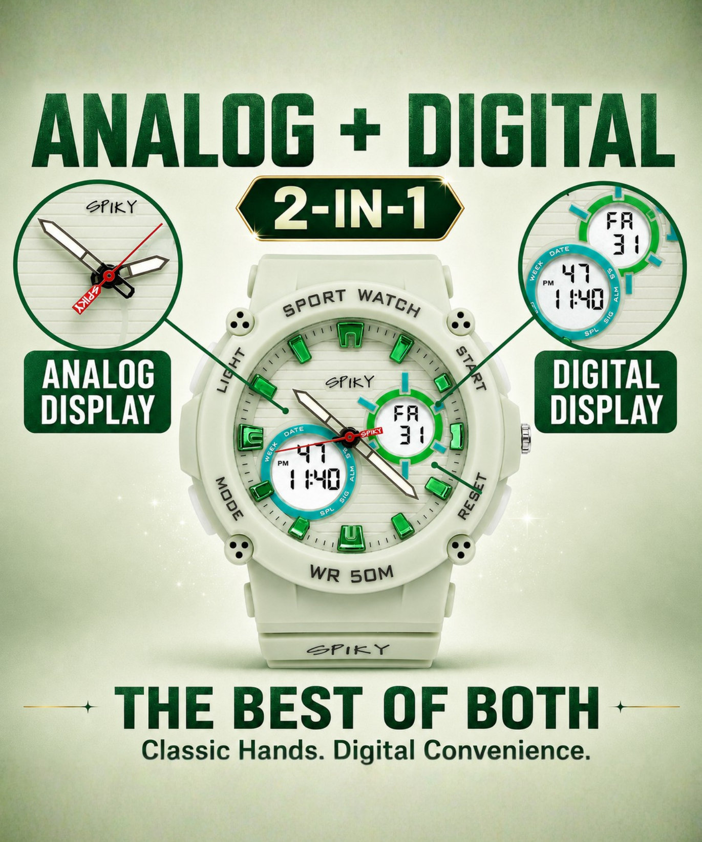 Spiky Analog-Digital Sports Watch for Kids Boys and Girls
