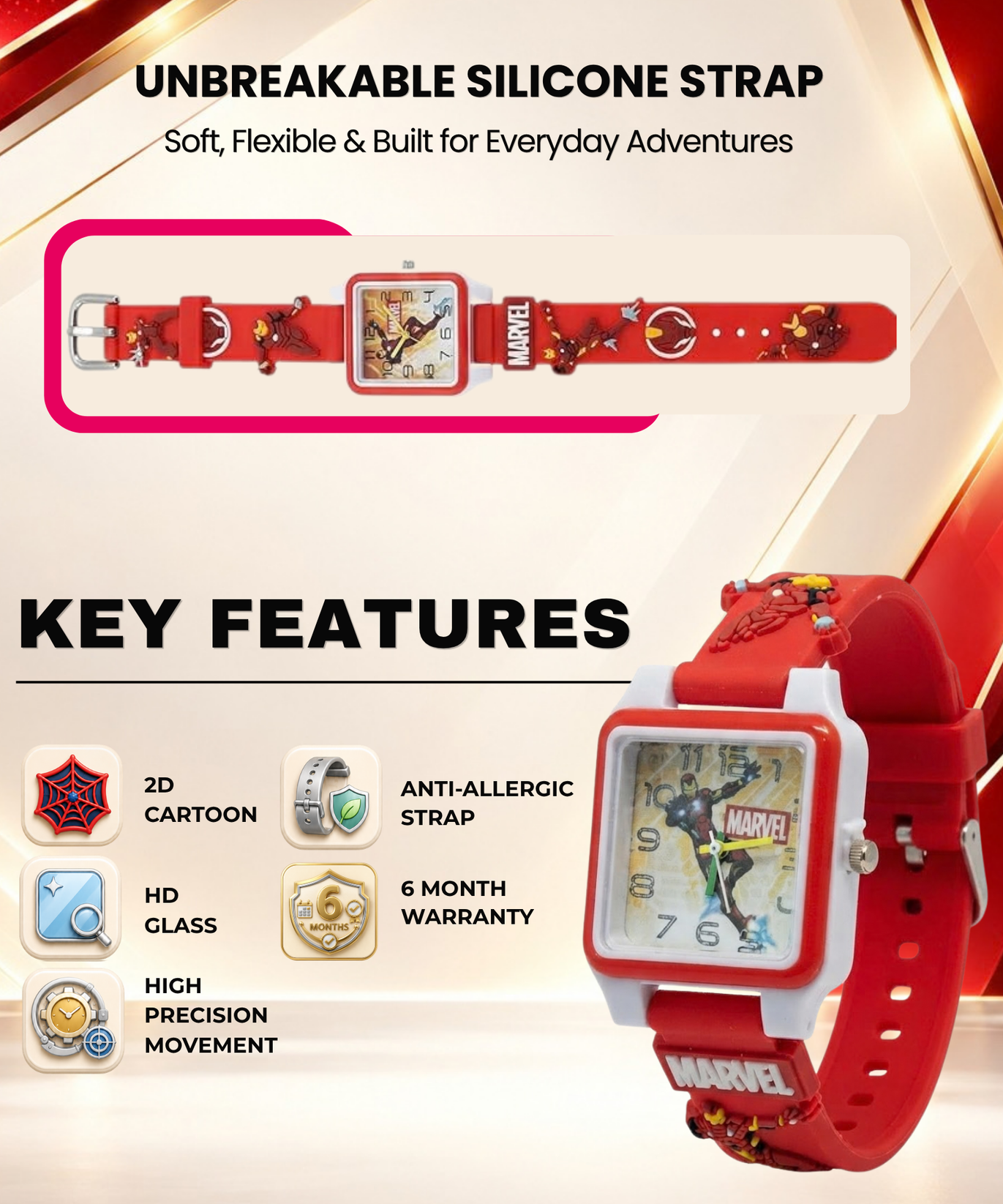 Disney Square Digital Watch for Kids Boys and Girls | Best Gift for Kids