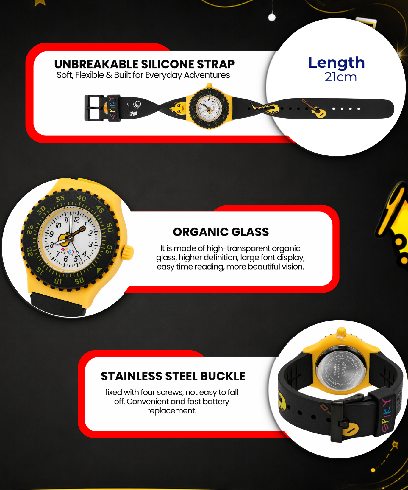SPIKY Analog Kids Watch for Girls and Boys