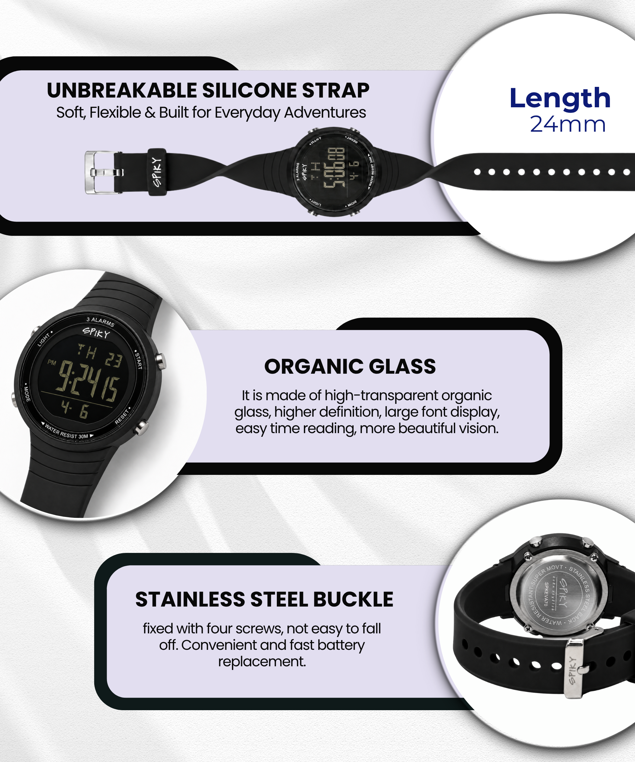 Spiky Square Digital Sports Watch for Kids Boys & Girls