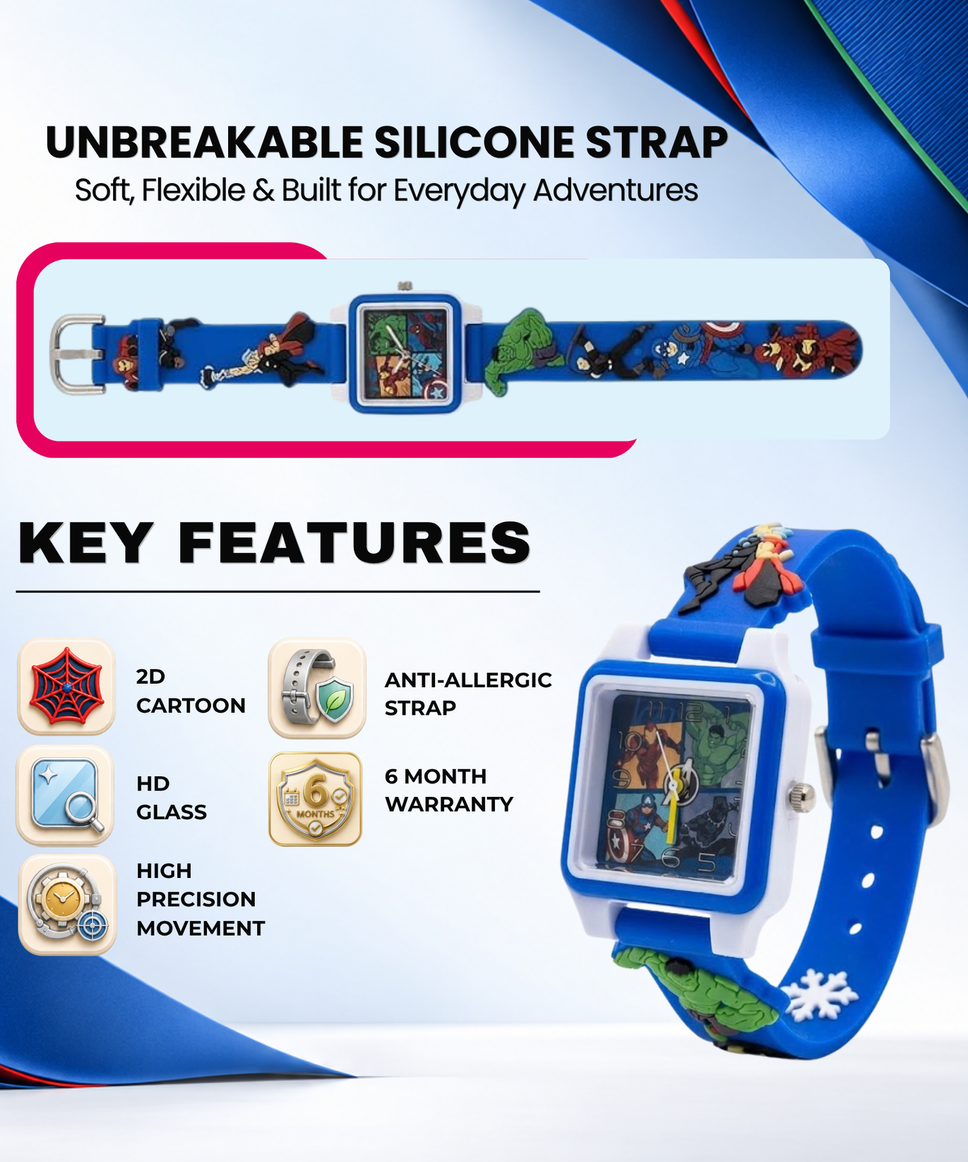 Disney Square Digital Watch for Kids Boys and Girls | Best Gift for Kids