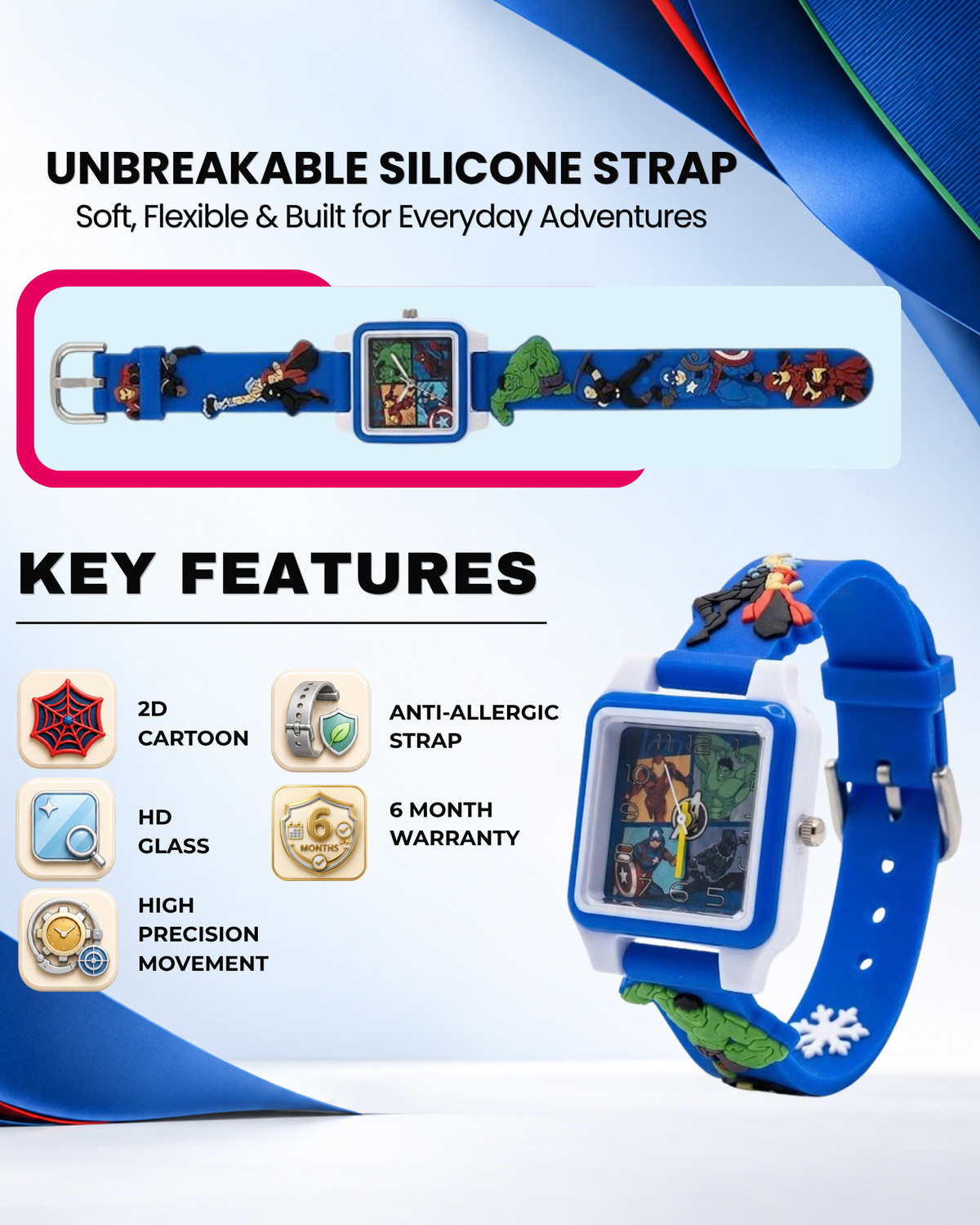 Disney Square Digital Watch for Kids Boys and Girls | Best Gift for Kids