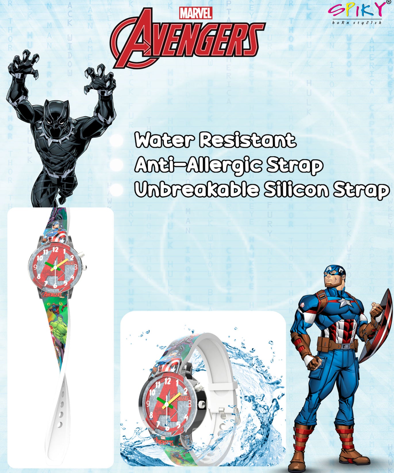 Disney Avengers Analog Kids Watch for Boys and Girls with LED Glowing Light