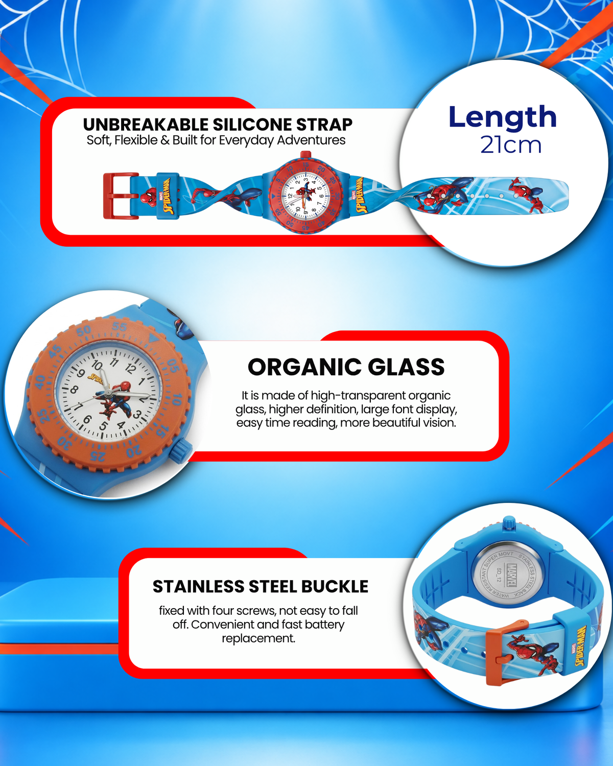 Spiky Round Spiderman Themed Analog Watch